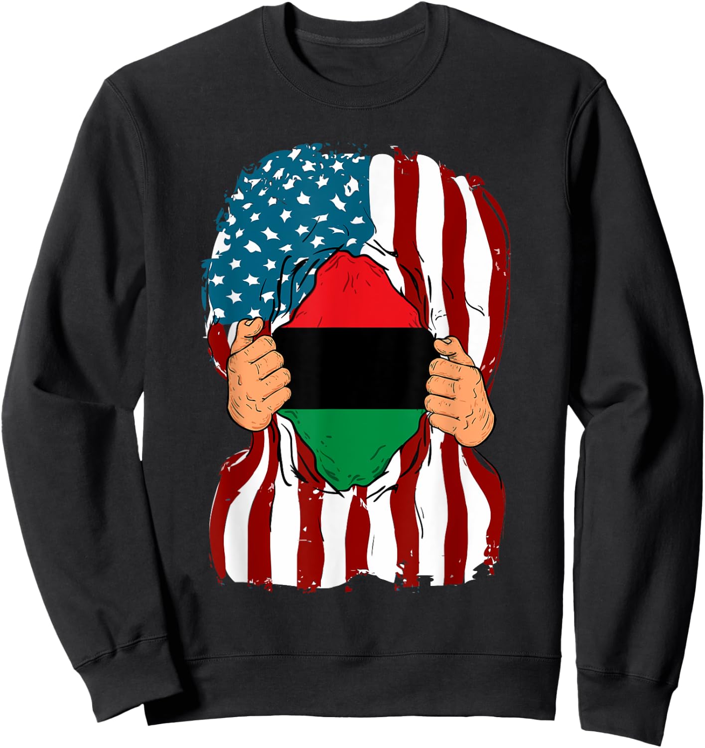 Pan African UNIA Flag Funny Loyal Afro Americans USA Gift Sweatshirt - Sweatshirt | Black