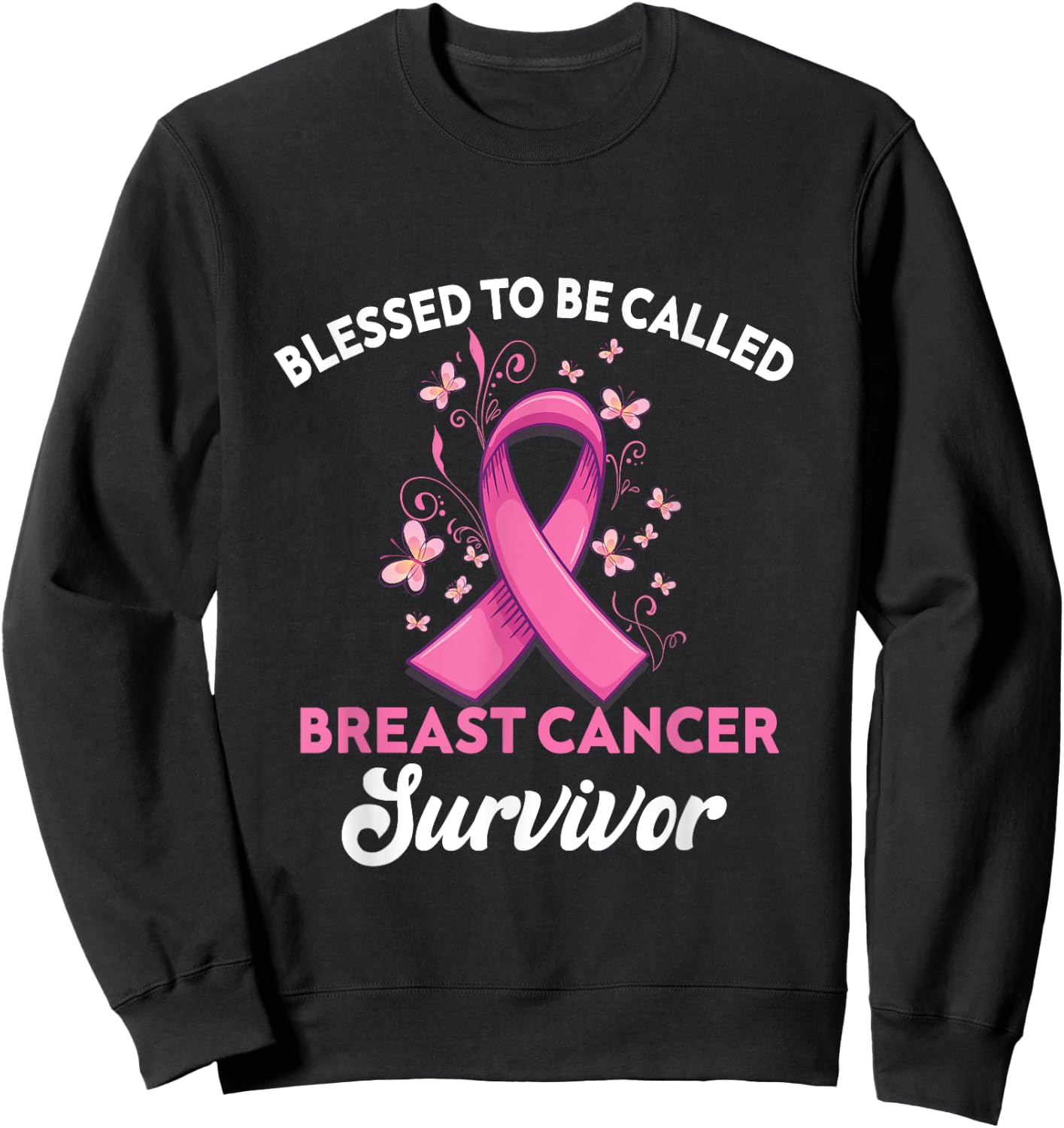 Support Breast Cancer survivor Breast Cancer Awareness Sweatshirt - Sweatshirt | Black