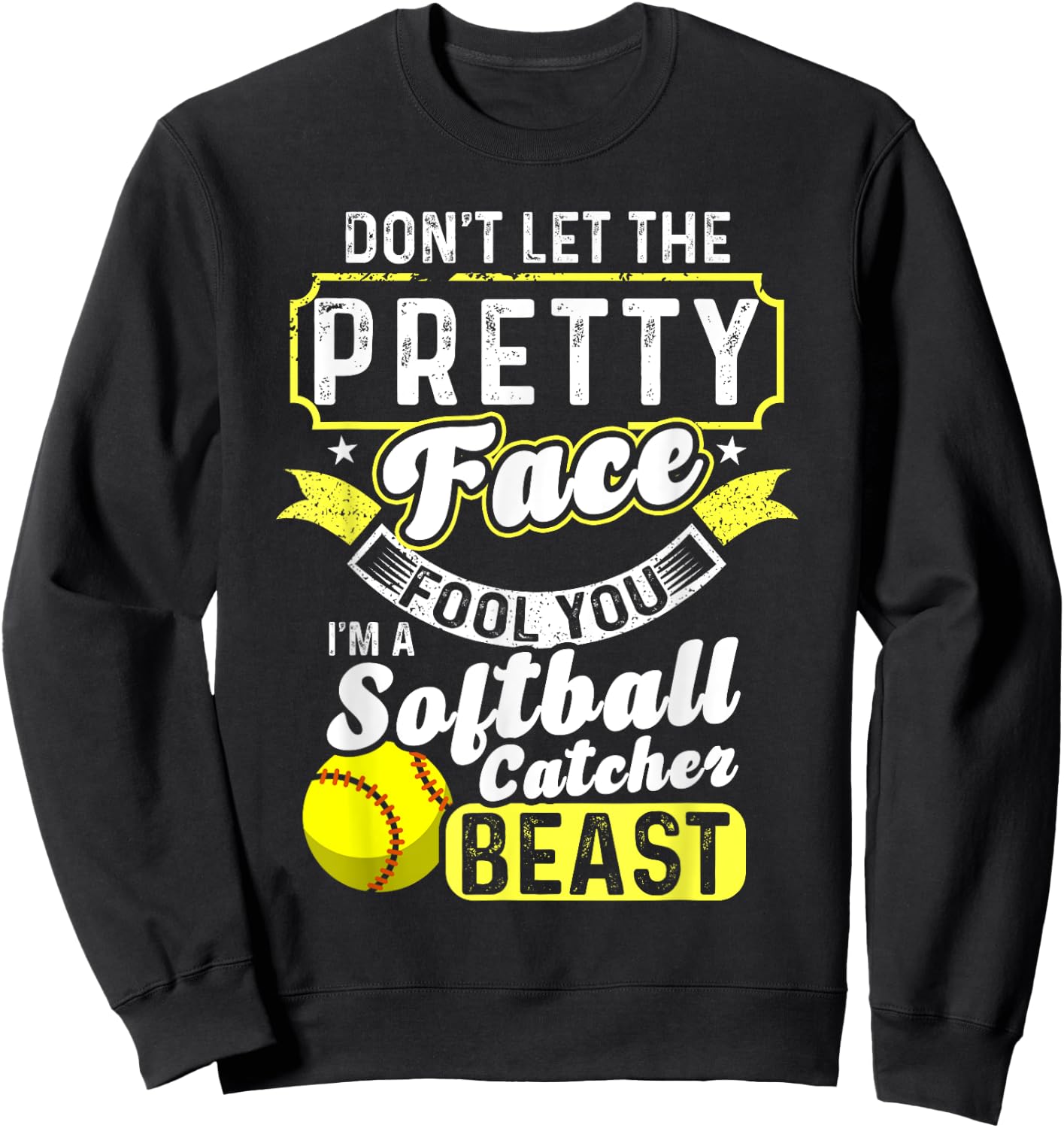 Catcher Softball Lovers Bat Ball Softball Player Sweatshirt - Sweatshirt | Black