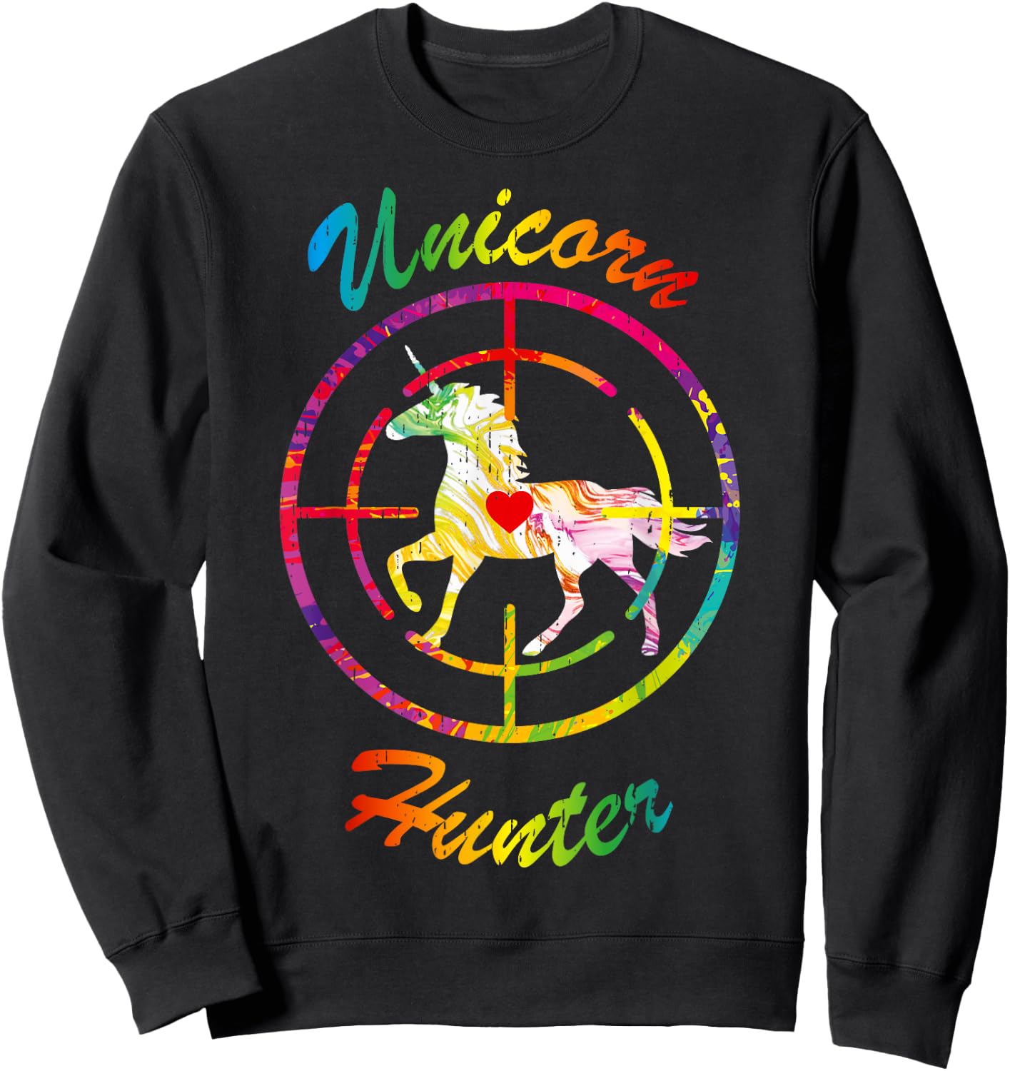 Unicorn Hunter Boys Rainbow Horse Humor Hate Unicorns Sweatshirt - Sweatshirt | Black