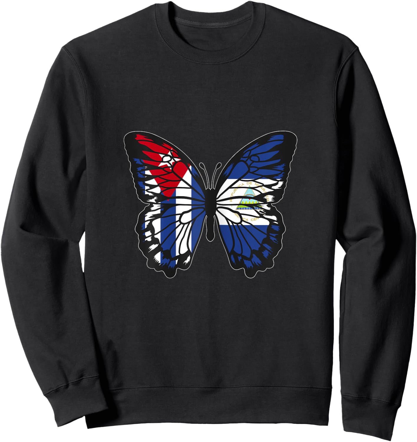 Cuba and Nicaragua Mix Butterfly Half Cuban half Nicaraguan Sweatshirt - Sweatshirt | Black