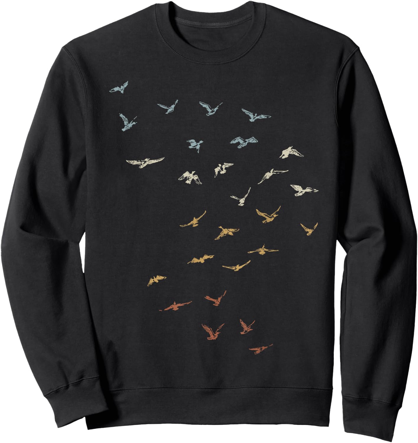 80s Retro Style Dream of Flying Vintage Bird Swarm Sweatshirt - Sweatshirt | Black