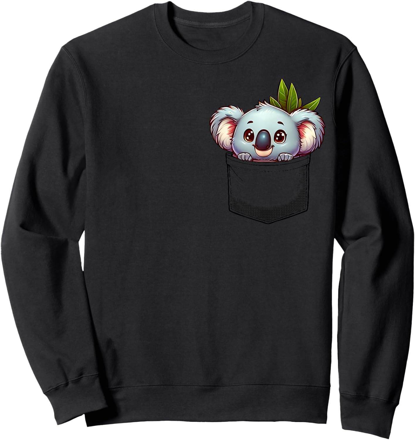 Adorable Koala in Pocket for Kids, Boys, Girls, Women Sweatshirt - Sweatshirt | Black
