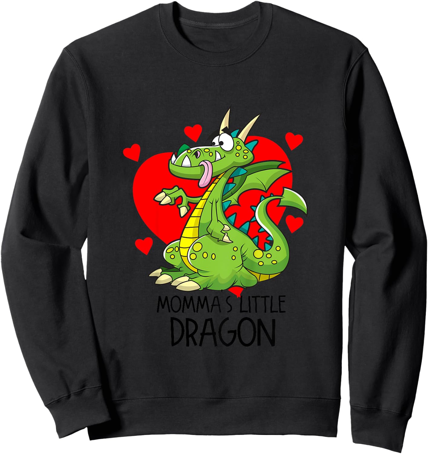 Kids Momma's Little Dragon Boys And Girls Dragon Graphic Sweatshirt - Sweatshirt | Black