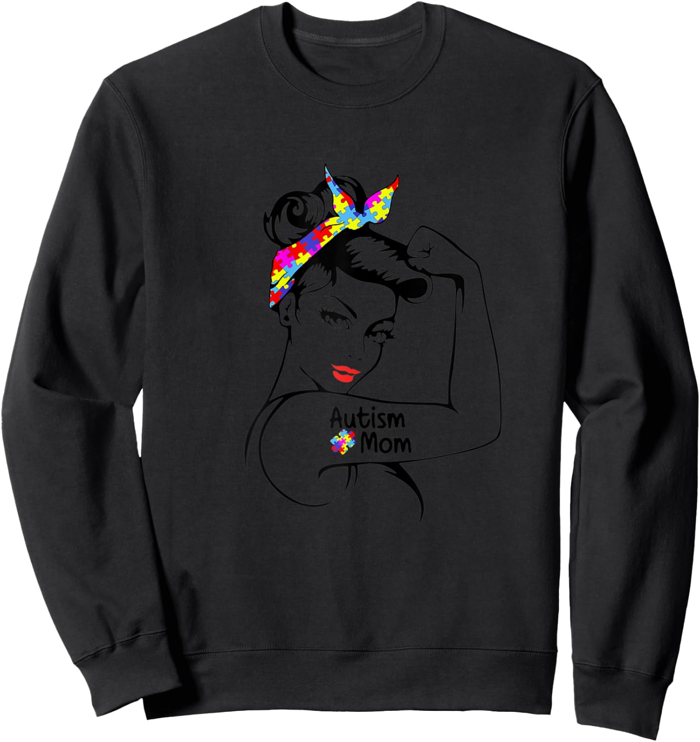 Autism Mom Awareness Strong Mom Strong Girl Autism Awareness Sweatshirt - Sweatshirt | Black