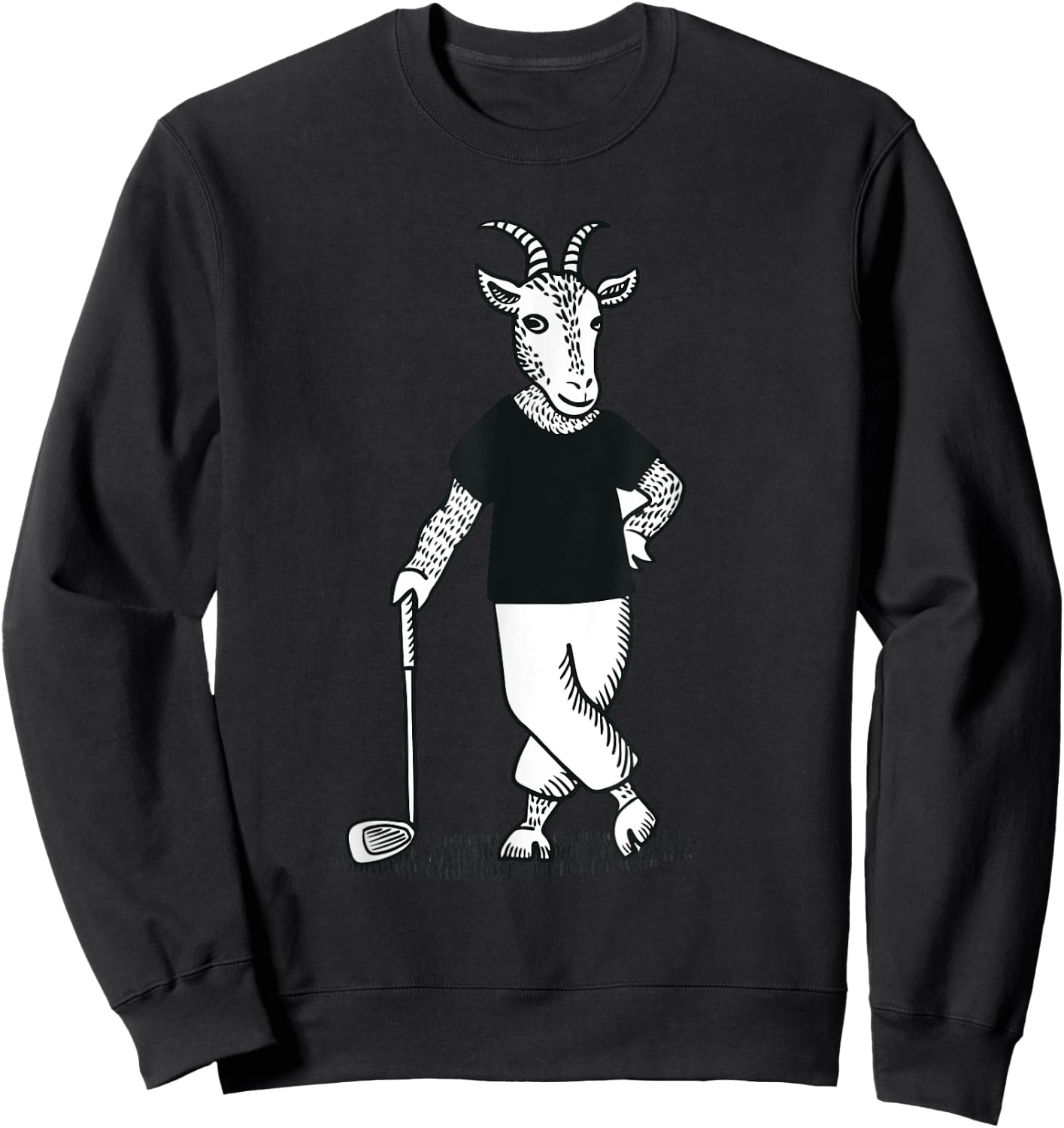 Goat Playing Golf Funny Animal Golfer Golf Club Lawn Golfing Sweatshirt - Sweatshirt | Black