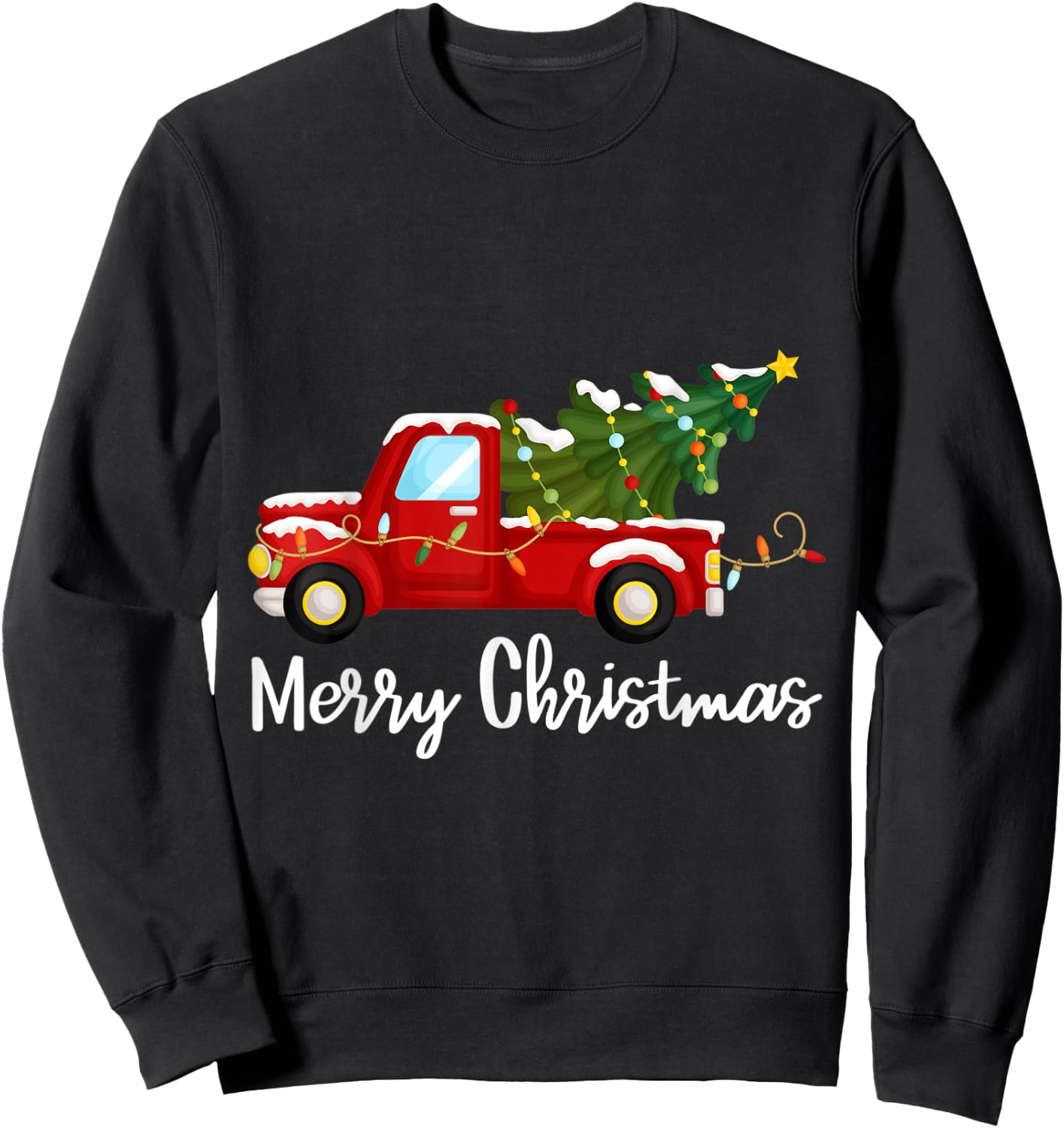 Vintage Wagon Christmas Tree Red Retro Farmer Truck Vacation Sweatshirt - Sweatshirt | Black