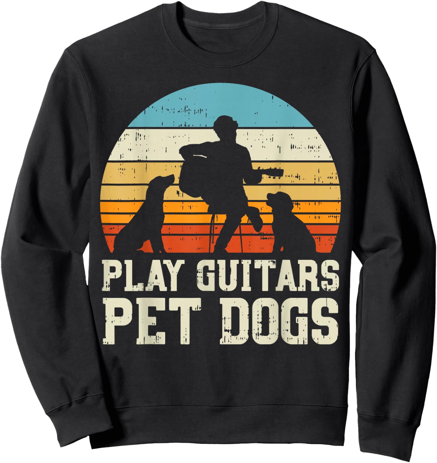Play Guitars Pet Dog Retro Music Guitarist Animal Lover Gift Sweatshirt - Sweatshirt | Black