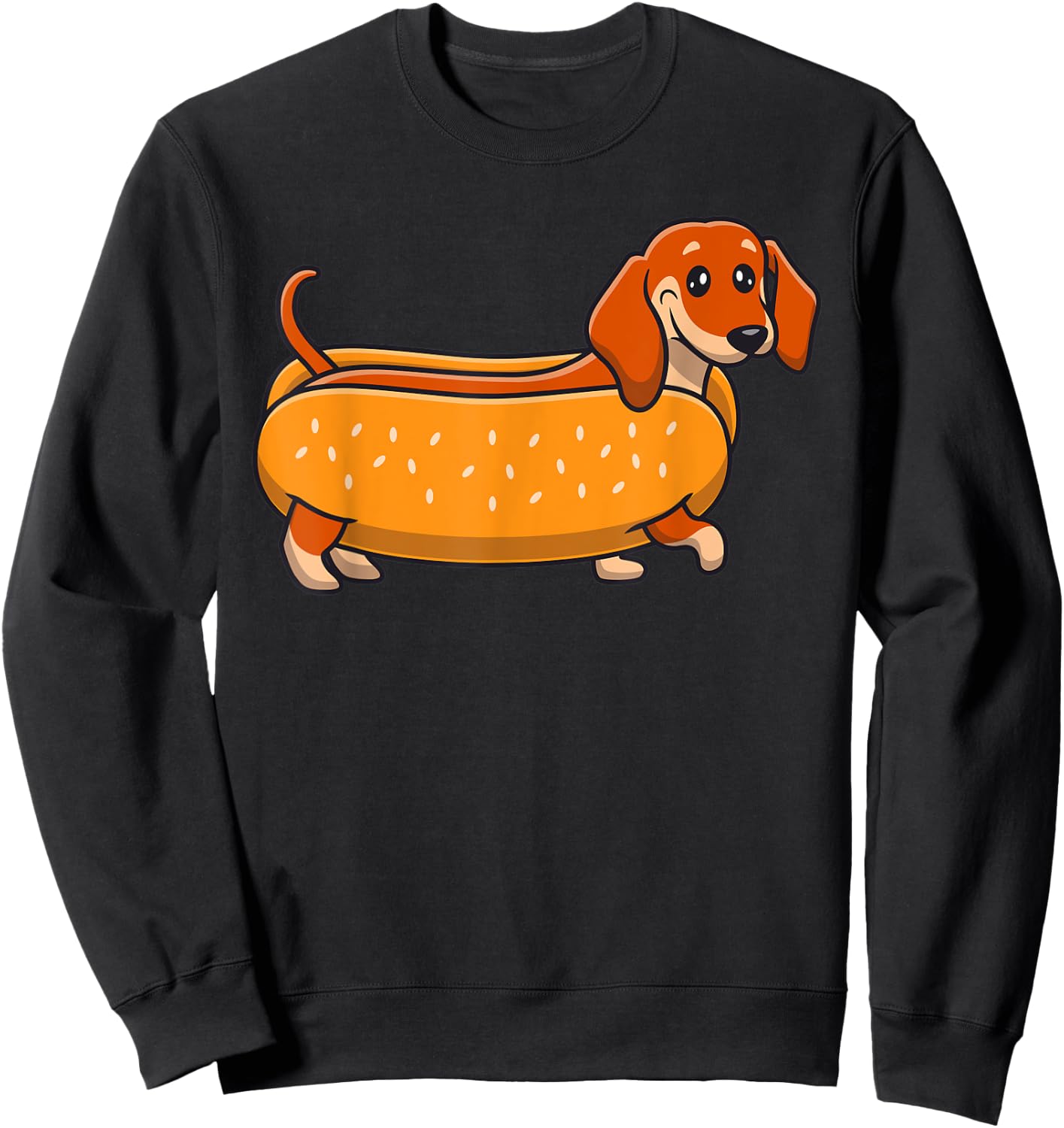 Funny Dachshund Hotdog Cute Wiener Dog Lover Humor Men Women Kids Sweatshirt - Sweatshirt | Black