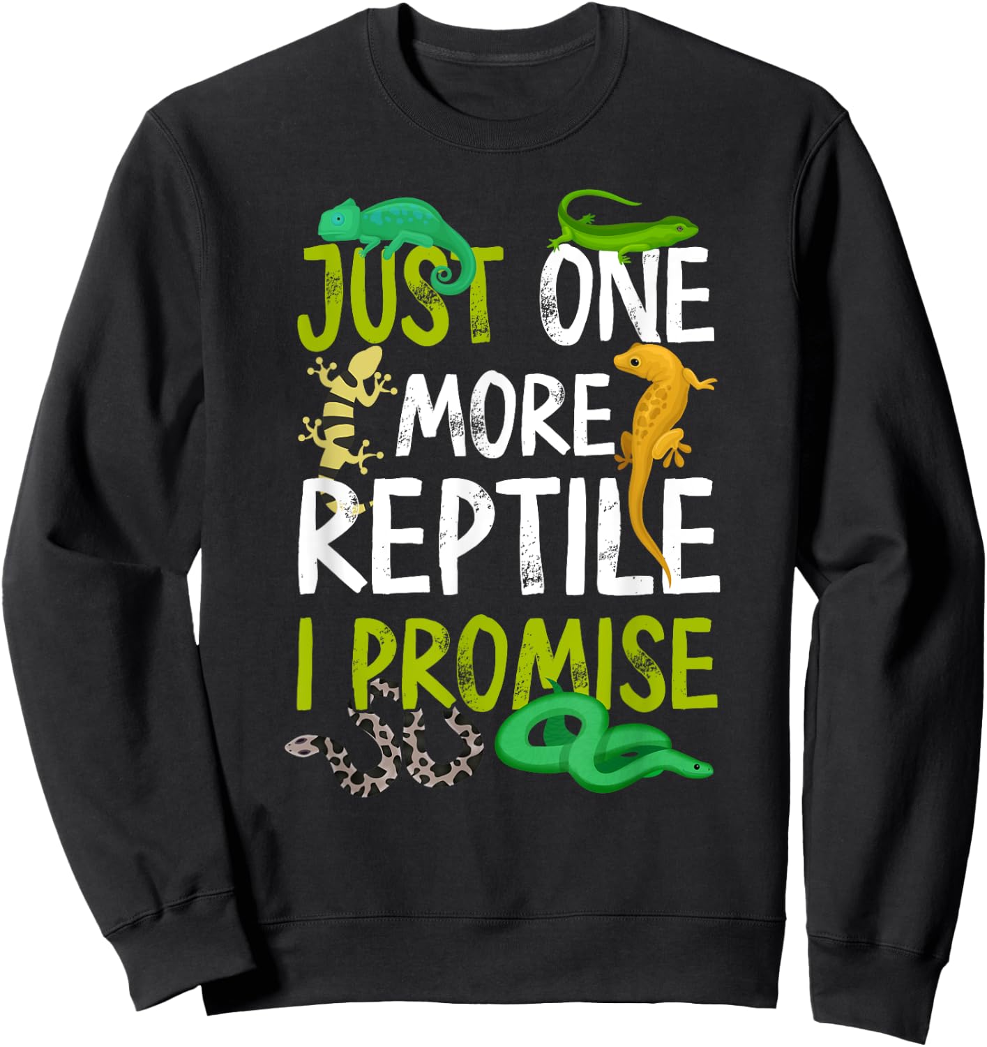 Just One More Reptile I Promise Snake Lizard Gecko Sweatshirt - Sweatshirt | Black