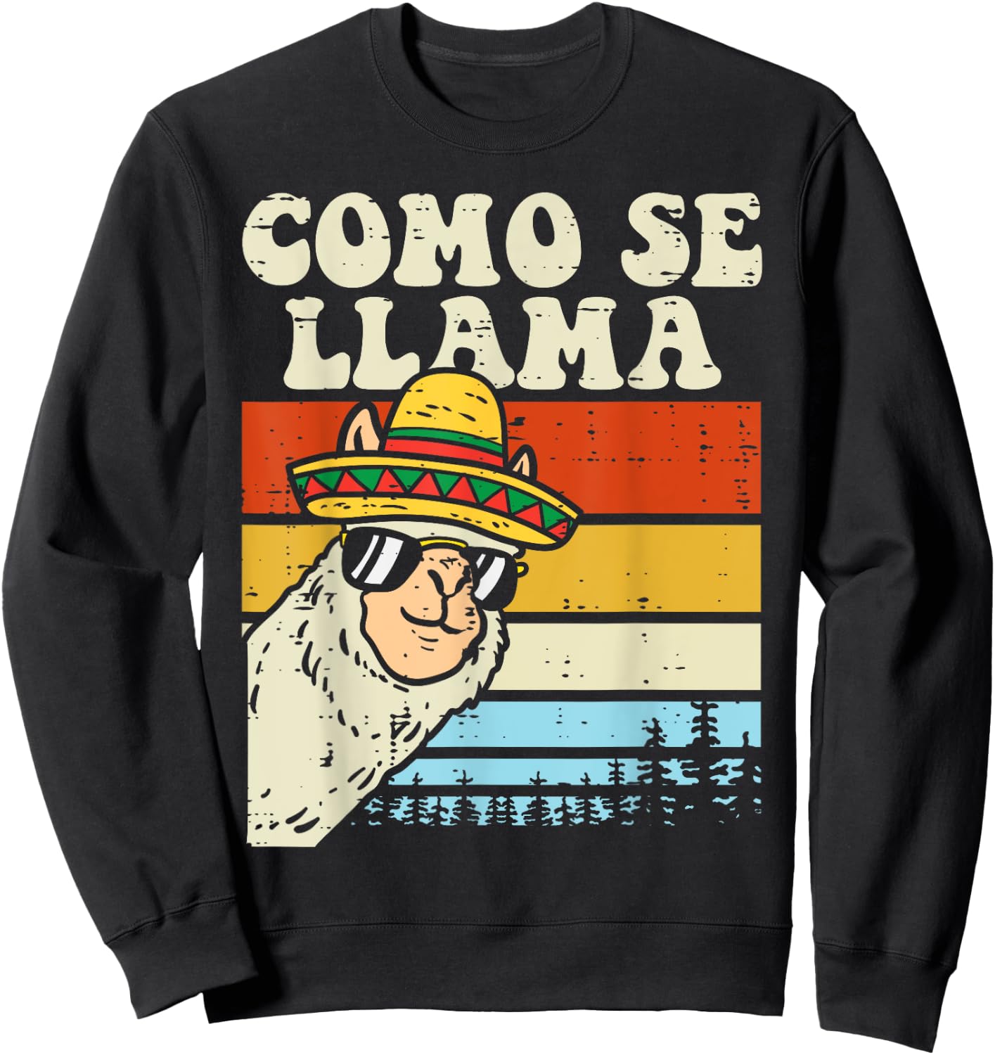 Como Se Llama Funny Cinco De Mayo Mexican Alpaca Animal Sweatshirt - Sweatshirt | Black