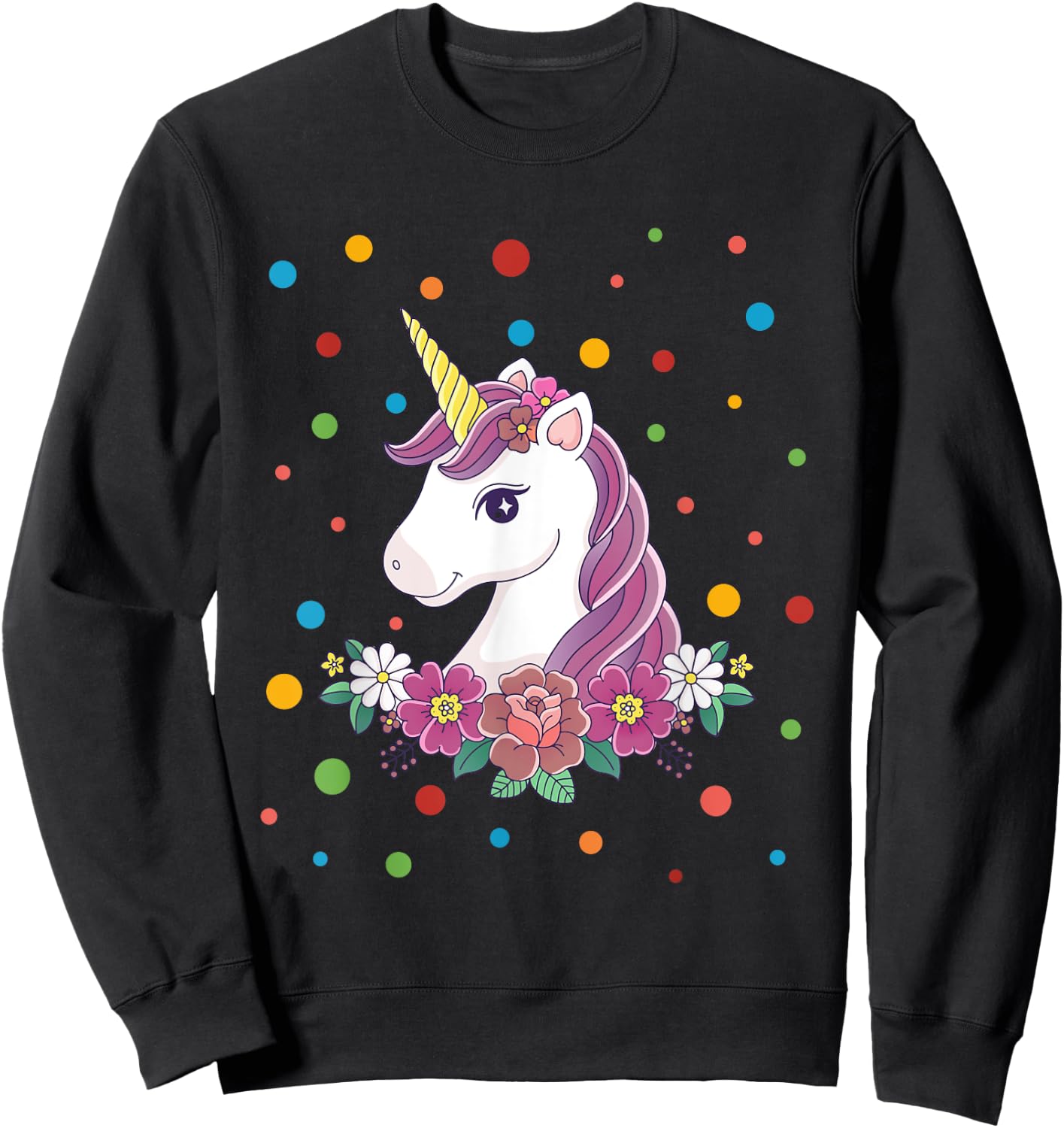 Dot Day Shirt Polka Dots Dotted Unicorn Kid Girls Youth Sweatshirt - Sweatshirt | Black