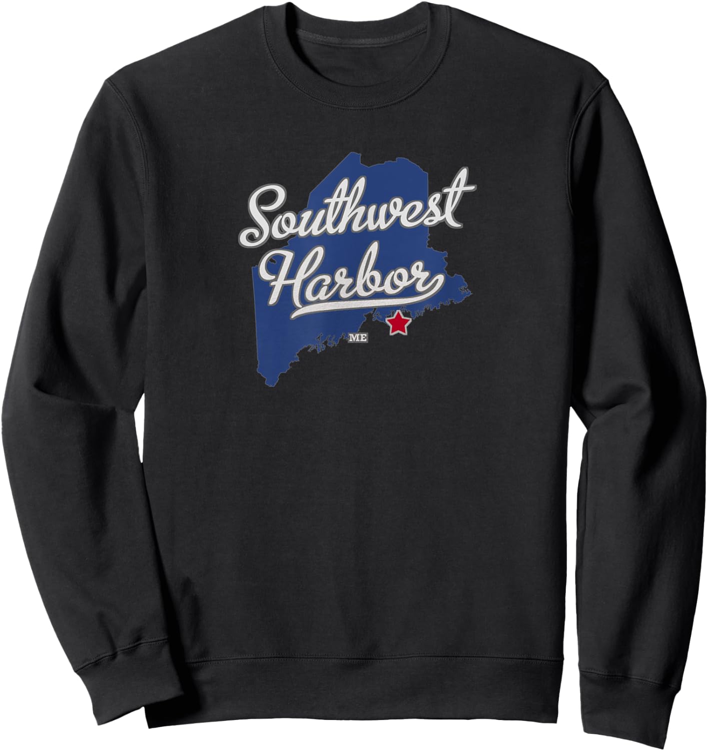 Southwest Harbor Maine ME Map Sweatshirt - Sweatshirt | Black