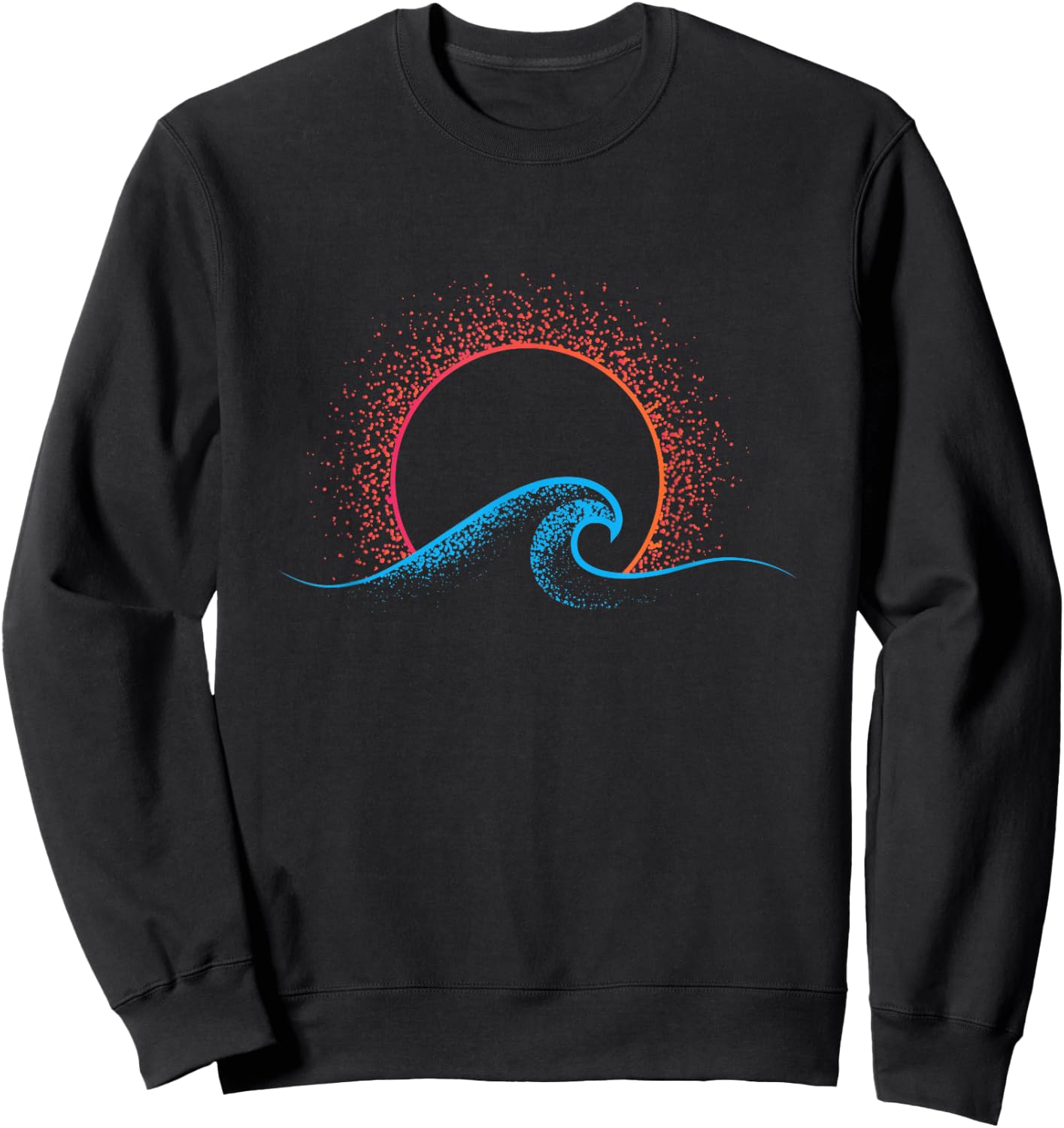 Boho Minimalist Sun Ocean Wave Art Summer Theme Sweatshirt - Sweatshirt | Black