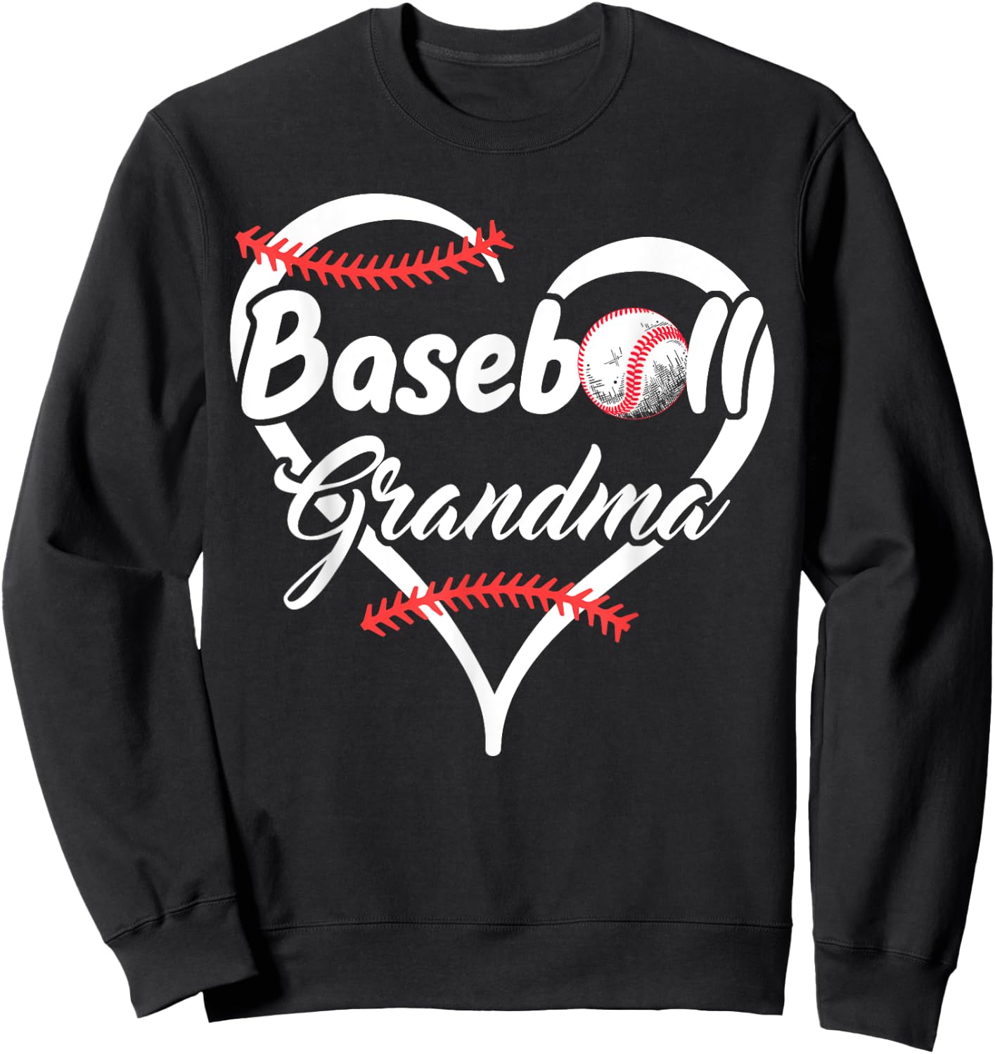 Proud Baseball Grandma Heart Sweatshirt - Sweatshirt | Black