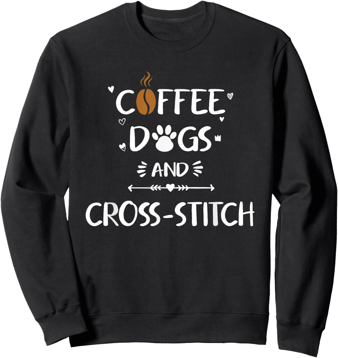 Coffee Dogs & Cross-Stitch Needlepoint Stitching Sweatshirt - Sweatshirt | Black