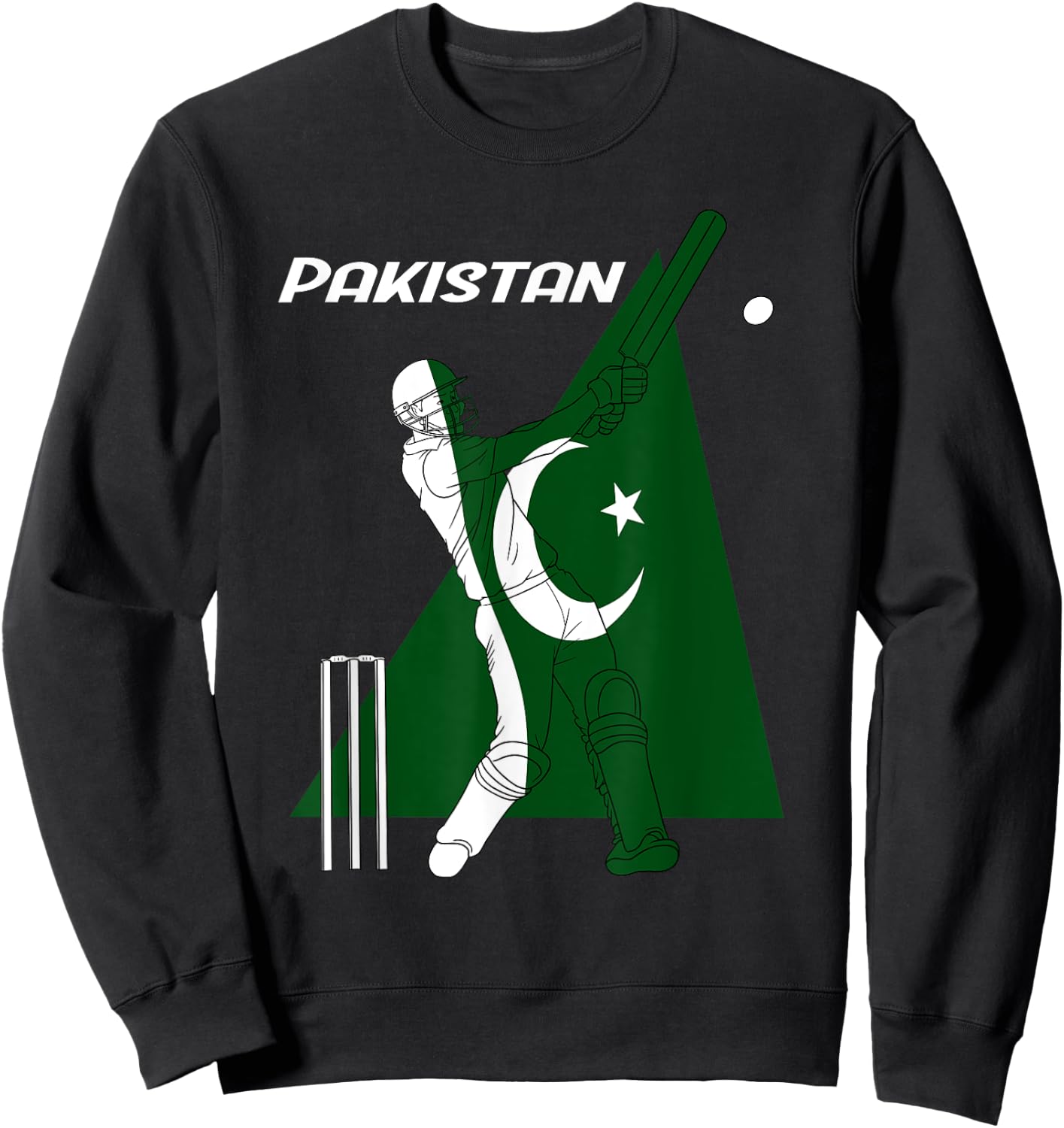 Pakistan Cricket Team Batsman Pakistani Flag Sweatshirt - Sweatshirt | Black