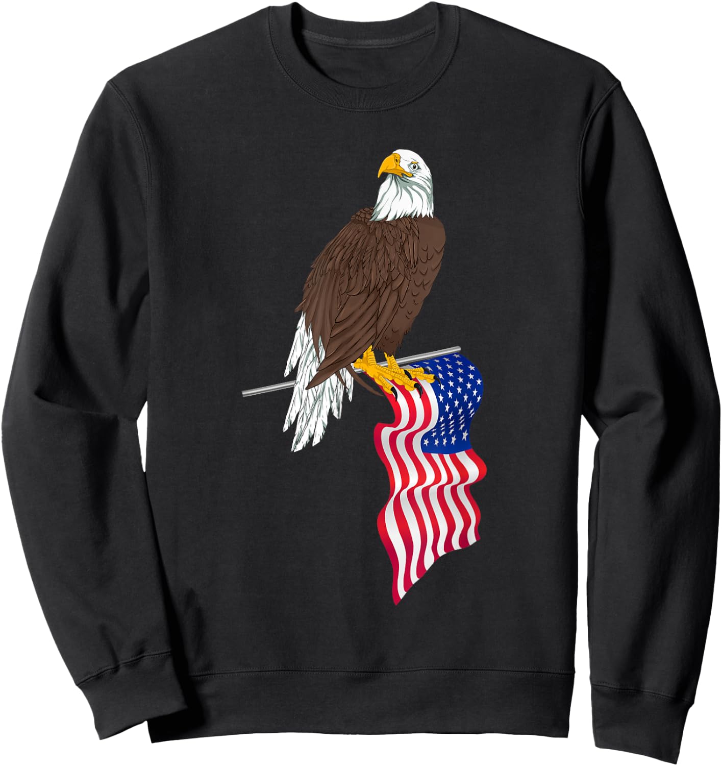 Proud American US Flag Freedom Liberty 4th Of July Eagle Women Kids Men Sweatshirt - Sweatshirt | Black