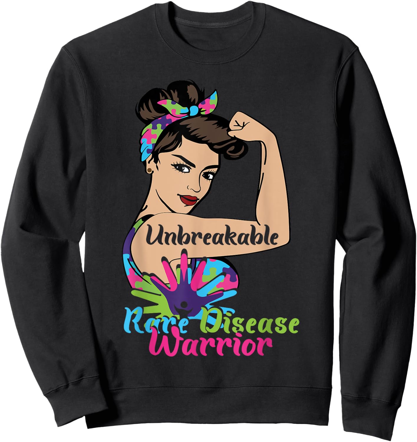 Unbreakable Rare Disease Warrior rare disease awareness Sweatshirt - Sweatshirt | Black