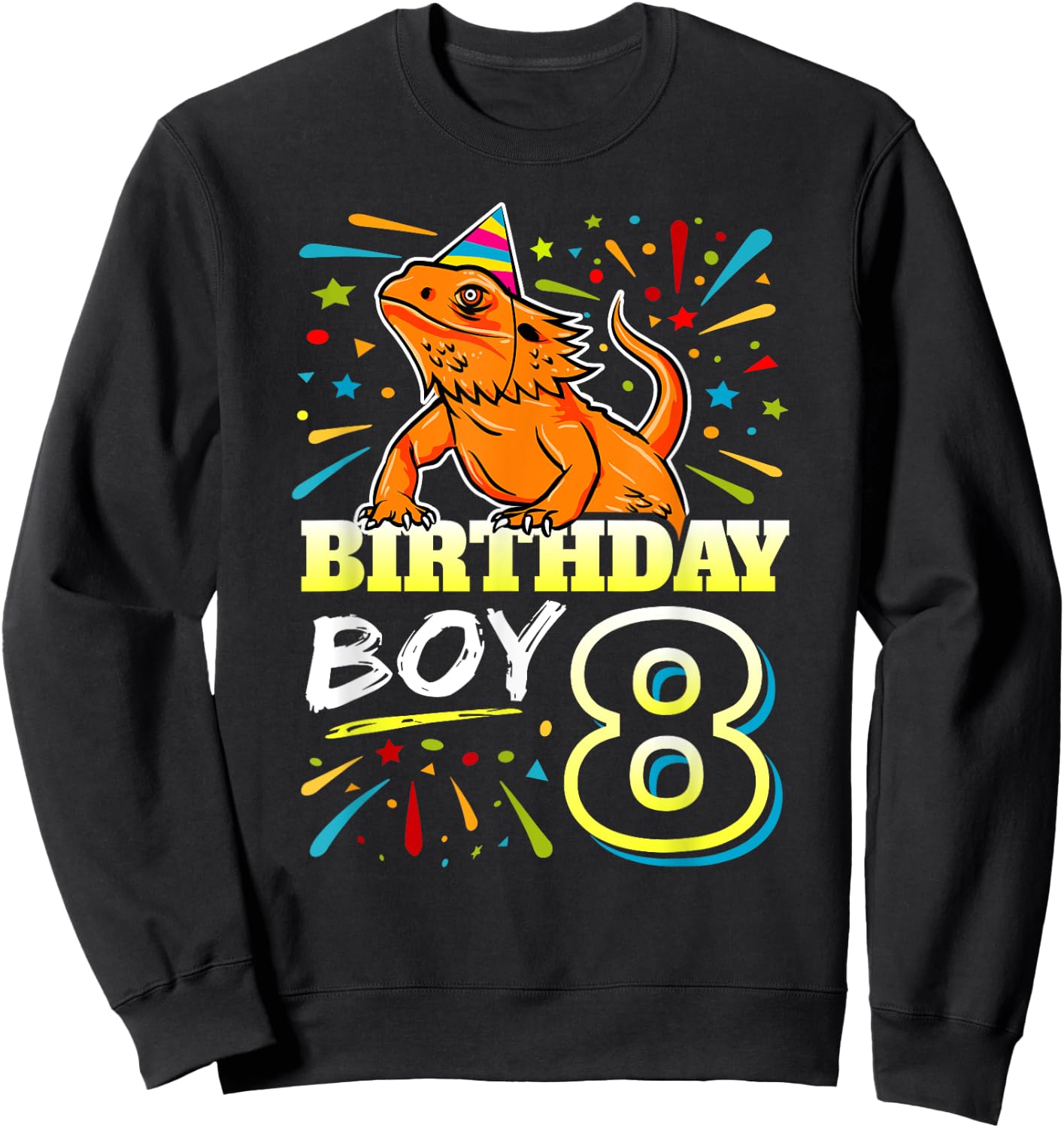 Bearded Dragon 8th Birthday Kids - Lizard 8 Year Old Boy Sweatshirt - Sweatshirt | Black
