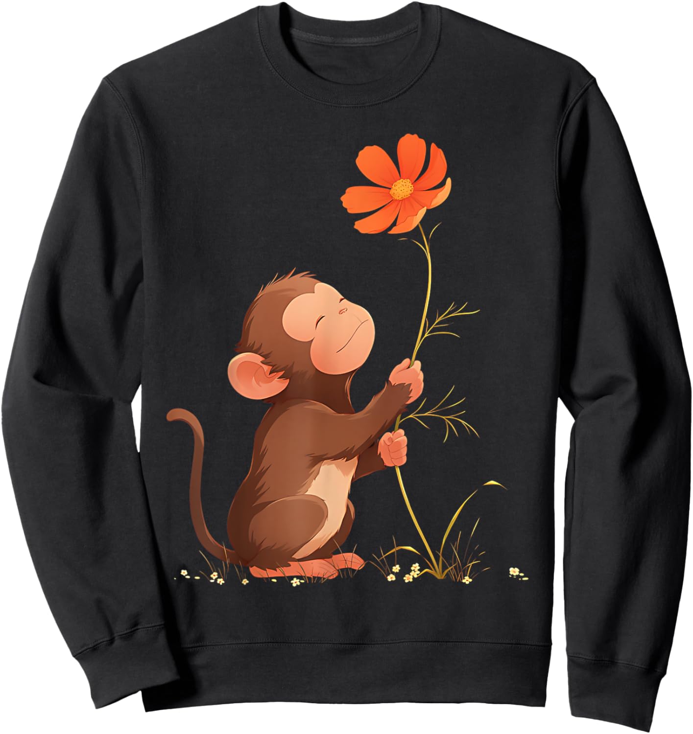 Cute Monkey Flower Sweatshirt - Sweatshirt | Black