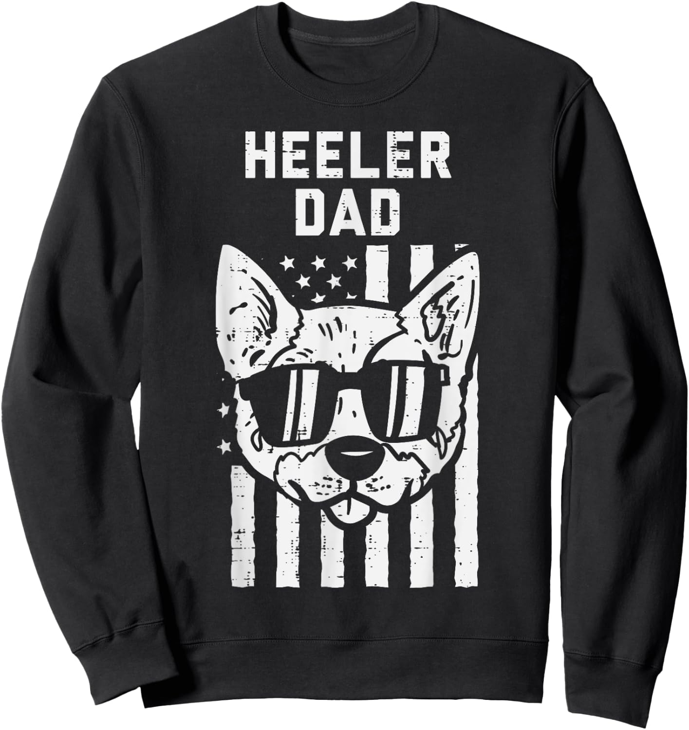 Heeler Dad Flag Cool Blue Red Cattle Dog Patriotic Men Gift Sweatshirt - Sweatshirt | Black