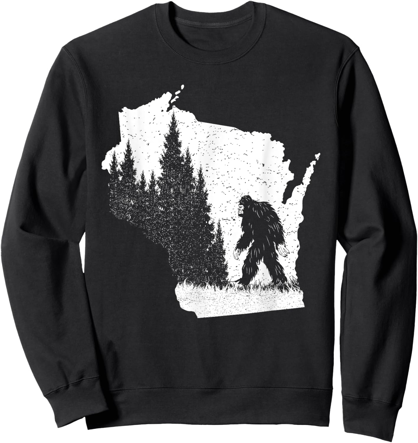 Wisconsin Bigfoot Pride Sasquatch Silhouette Forest Lovers Sweatshirt - Sweatshirt | Black