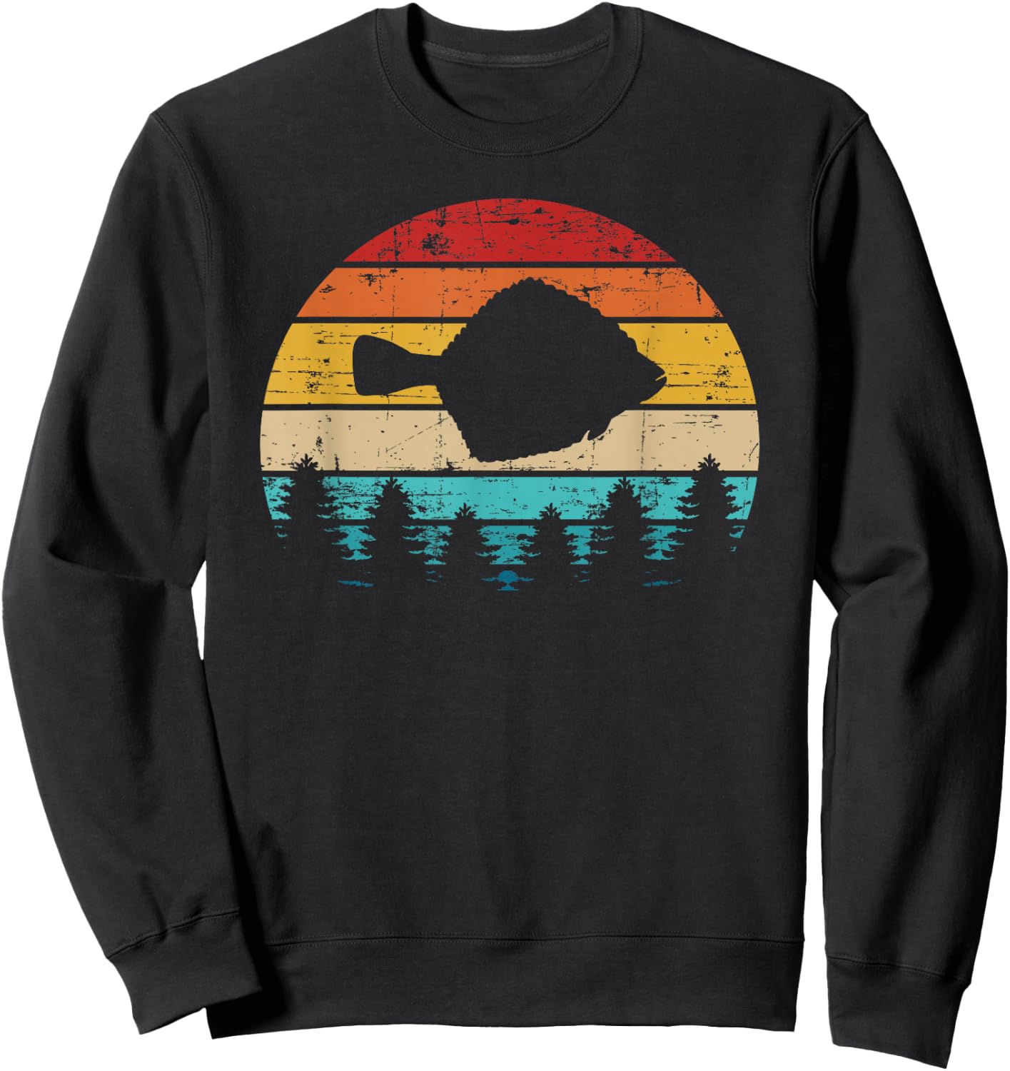 Flounder Fishing Vintage Retro Sweatshirt - Sweatshirt | Black