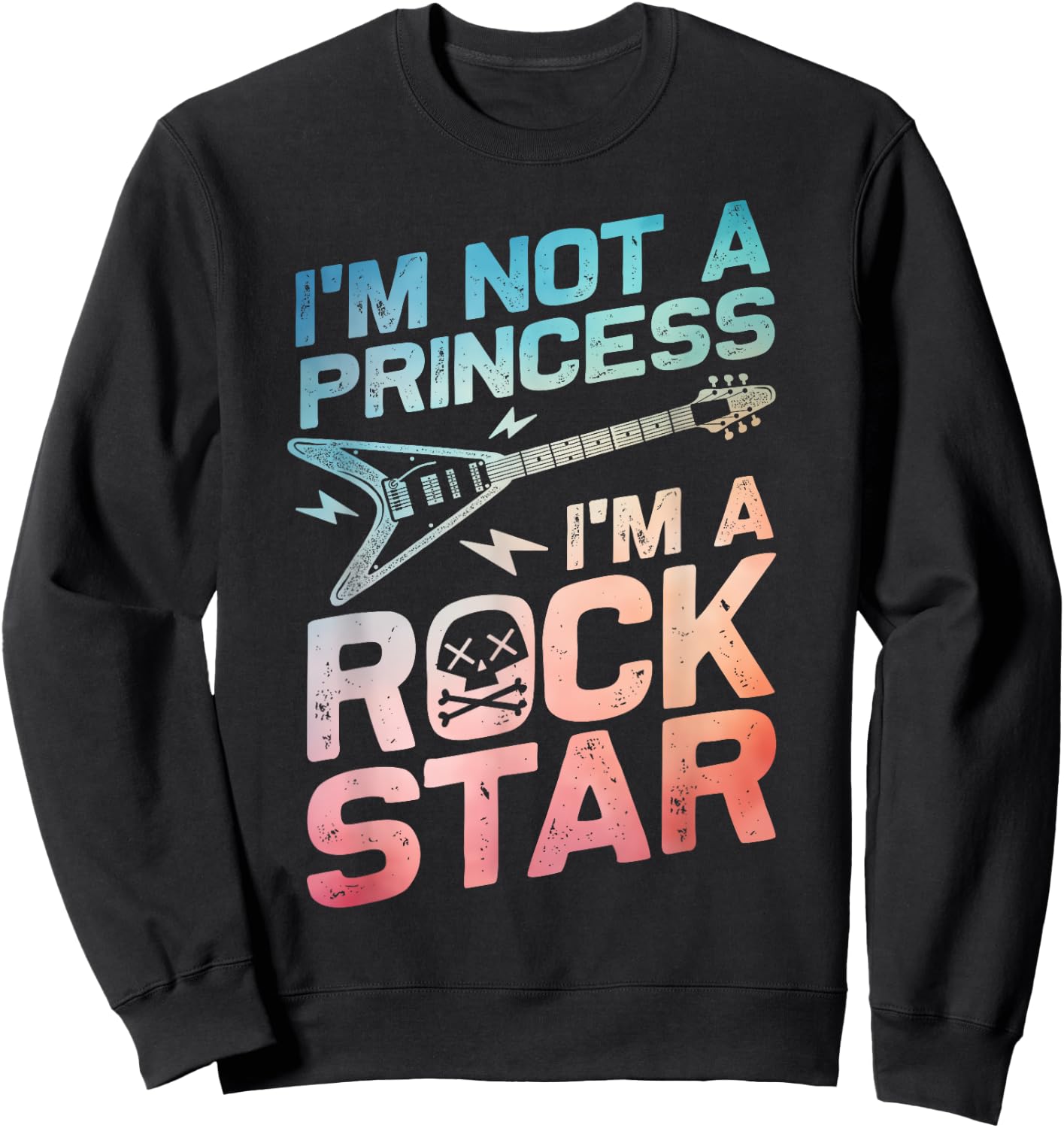Rockstar Girls Punk Rocker Rock And Roll Princess Sweatshirt - Sweatshirt | Black