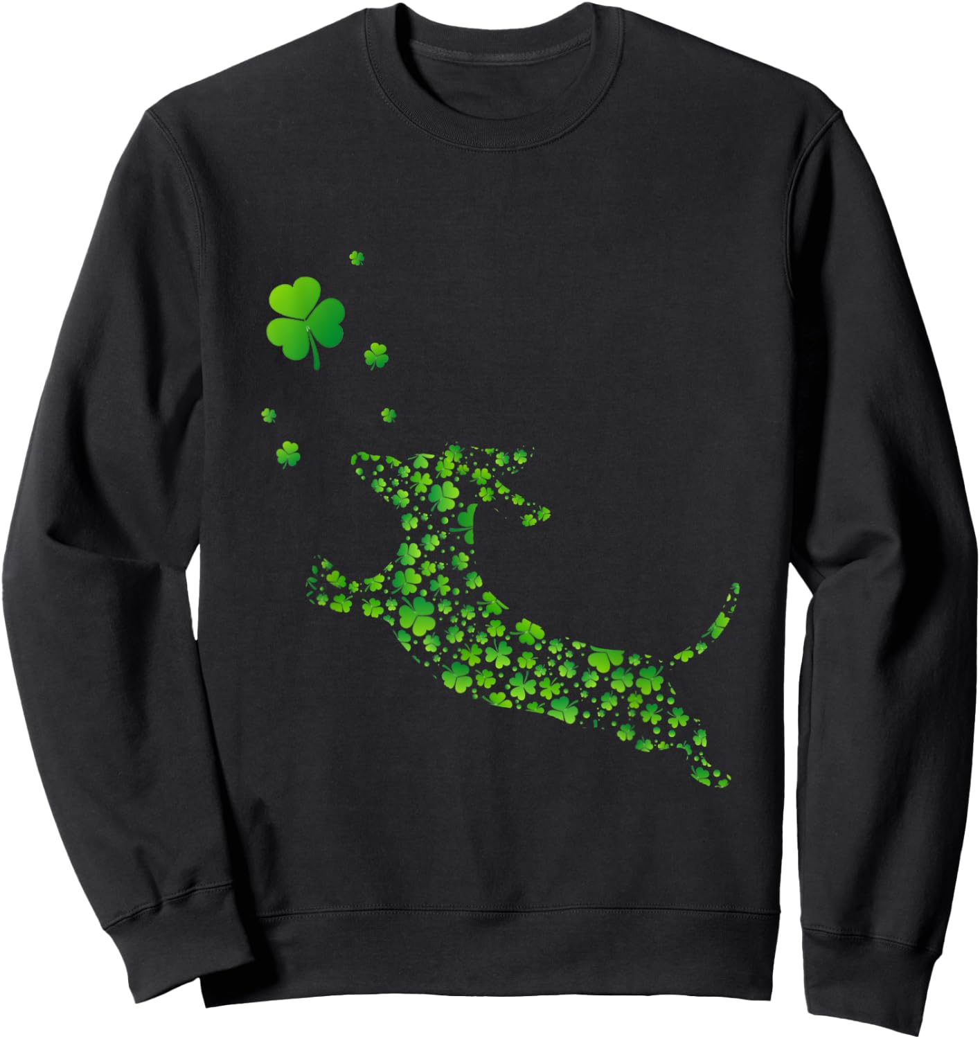 Cute Dachshund Dog With Irish Shamrock St Patricks Day Men Women Kids Sweatshirt - Sweatshirt | Black