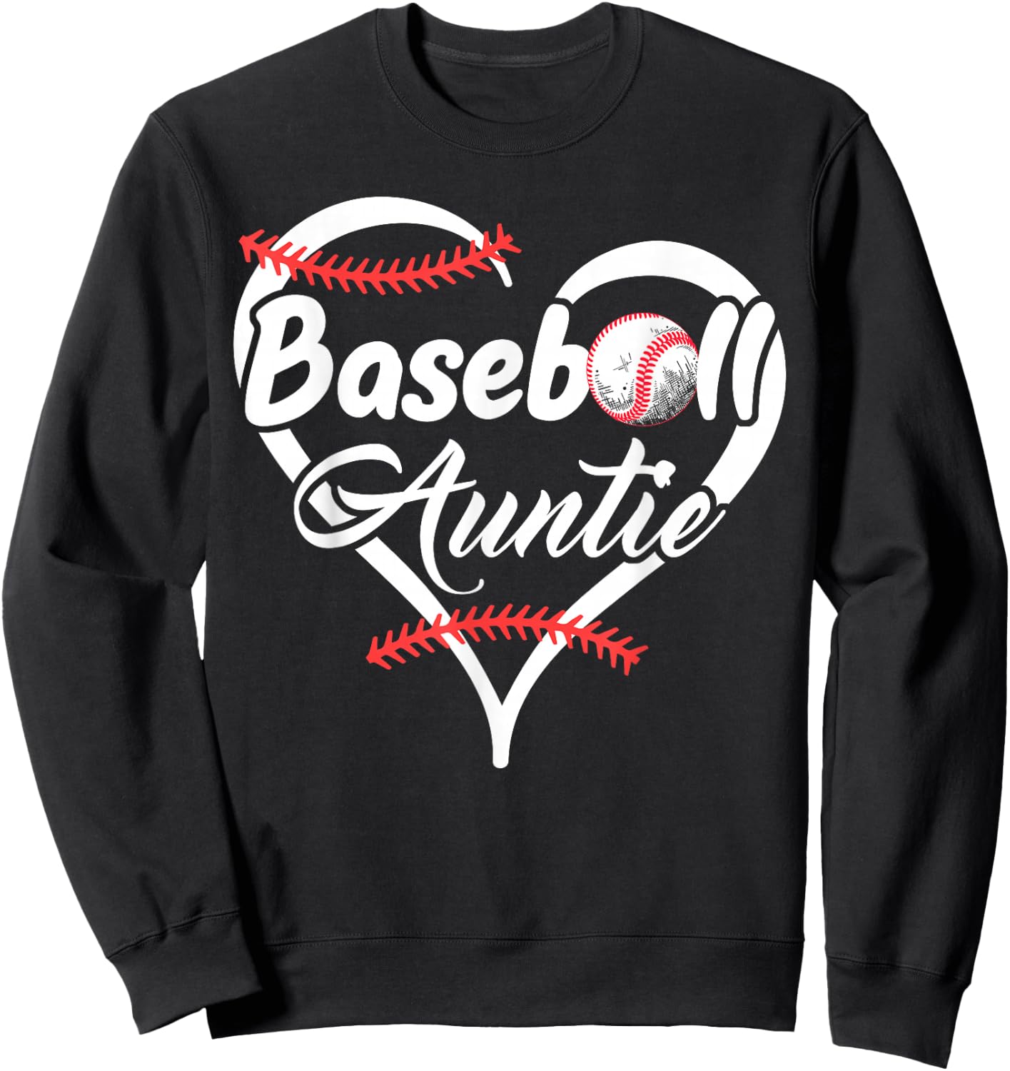Baseball Aunt Heart Proud Baseball Auntie Sweatshirt - Sweatshirt | Black