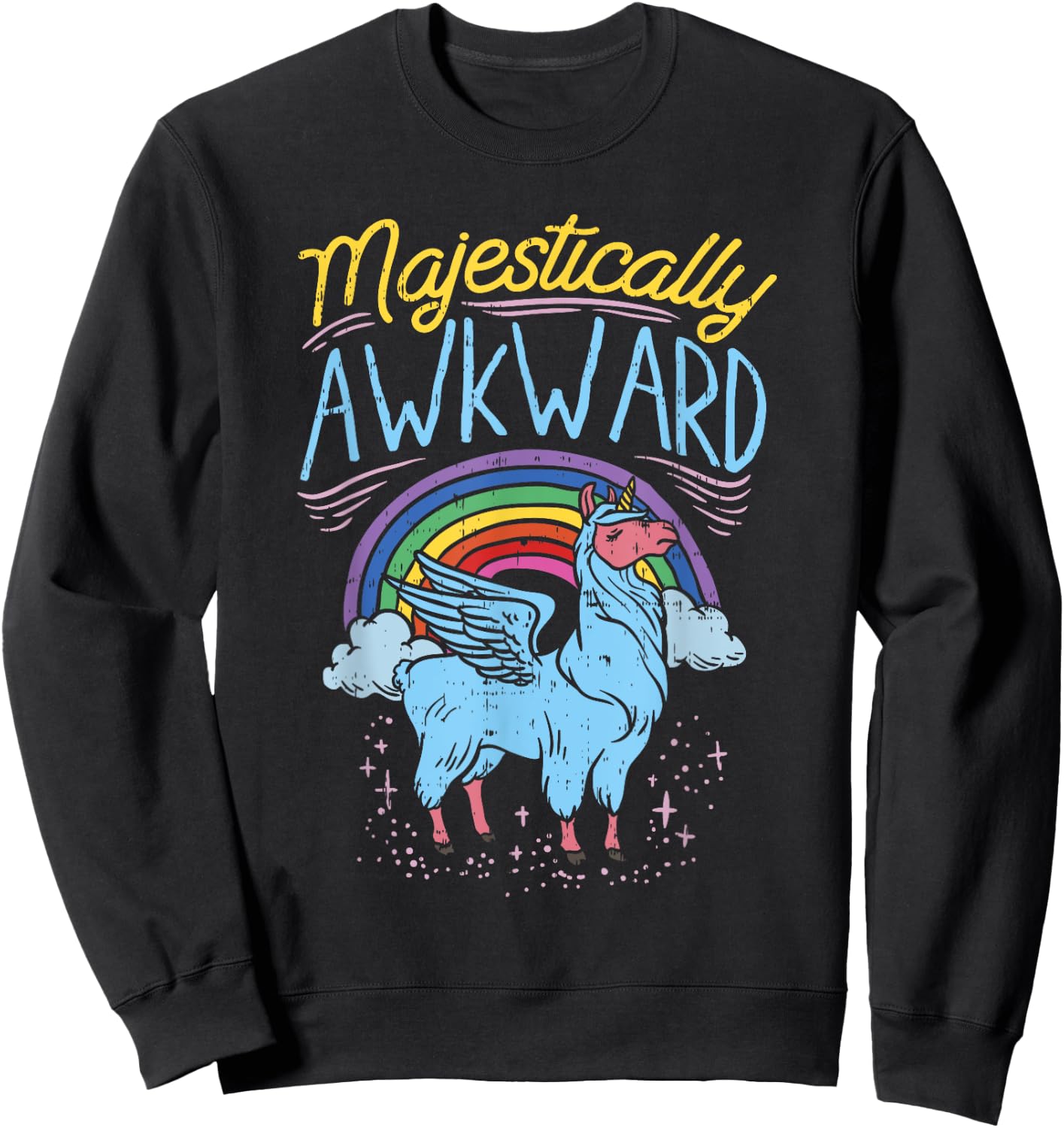 Majestically Awkward Funny Llamacorn Llama Unicorn Rainbow Sweatshirt - Sweatshirt | Black