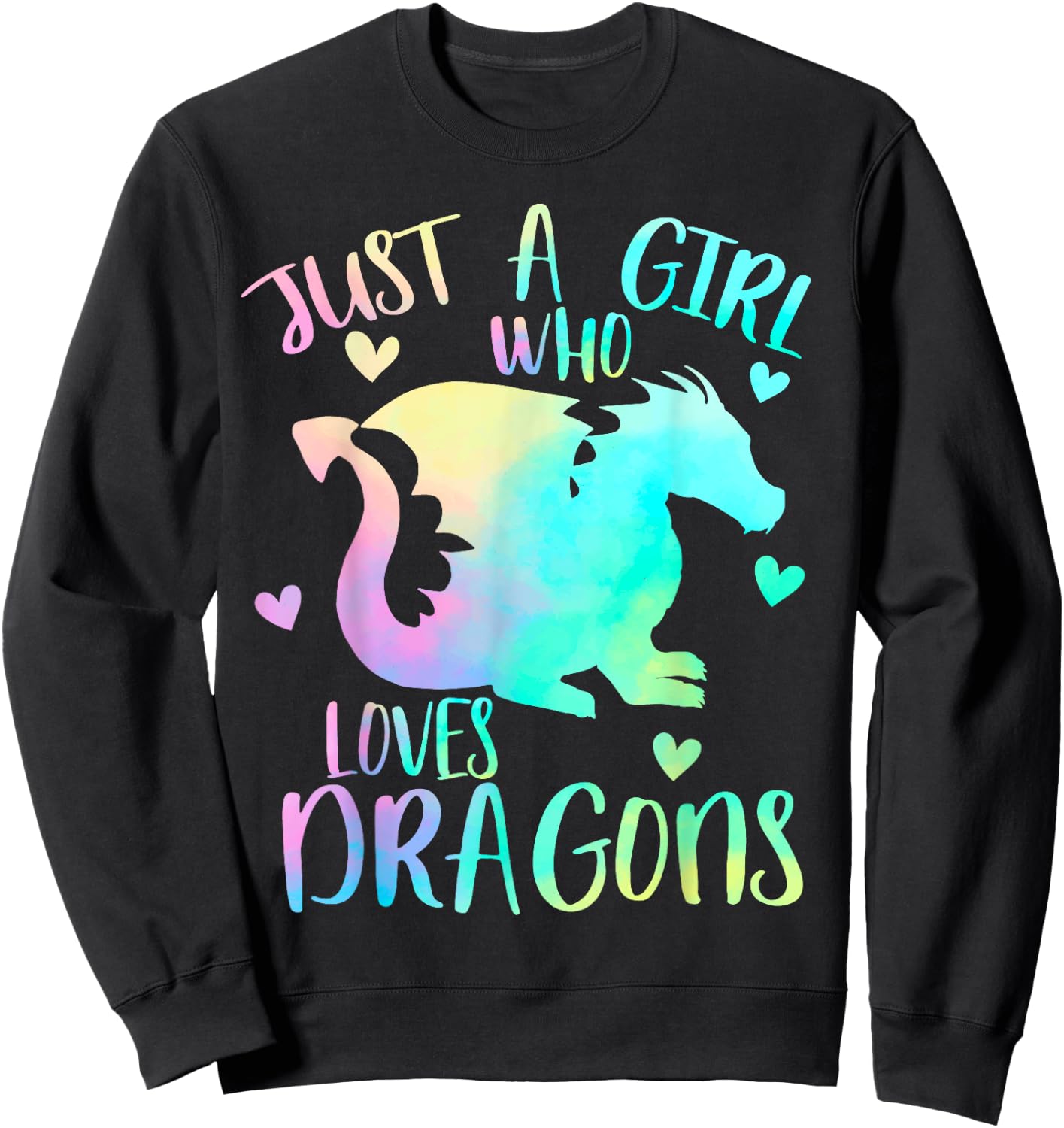Just a Girl Who Loves Dragons Cute Dragon Themed Teen Girls Sweatshirt - Sweatshirt | Black