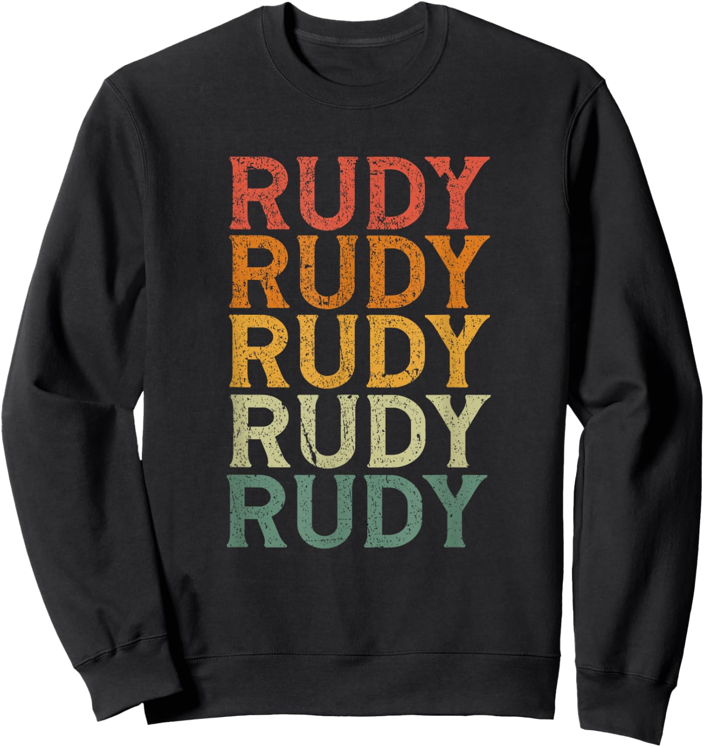 Retro Custom First Name Rudy Sweatshirt - Sweatshirt | Black