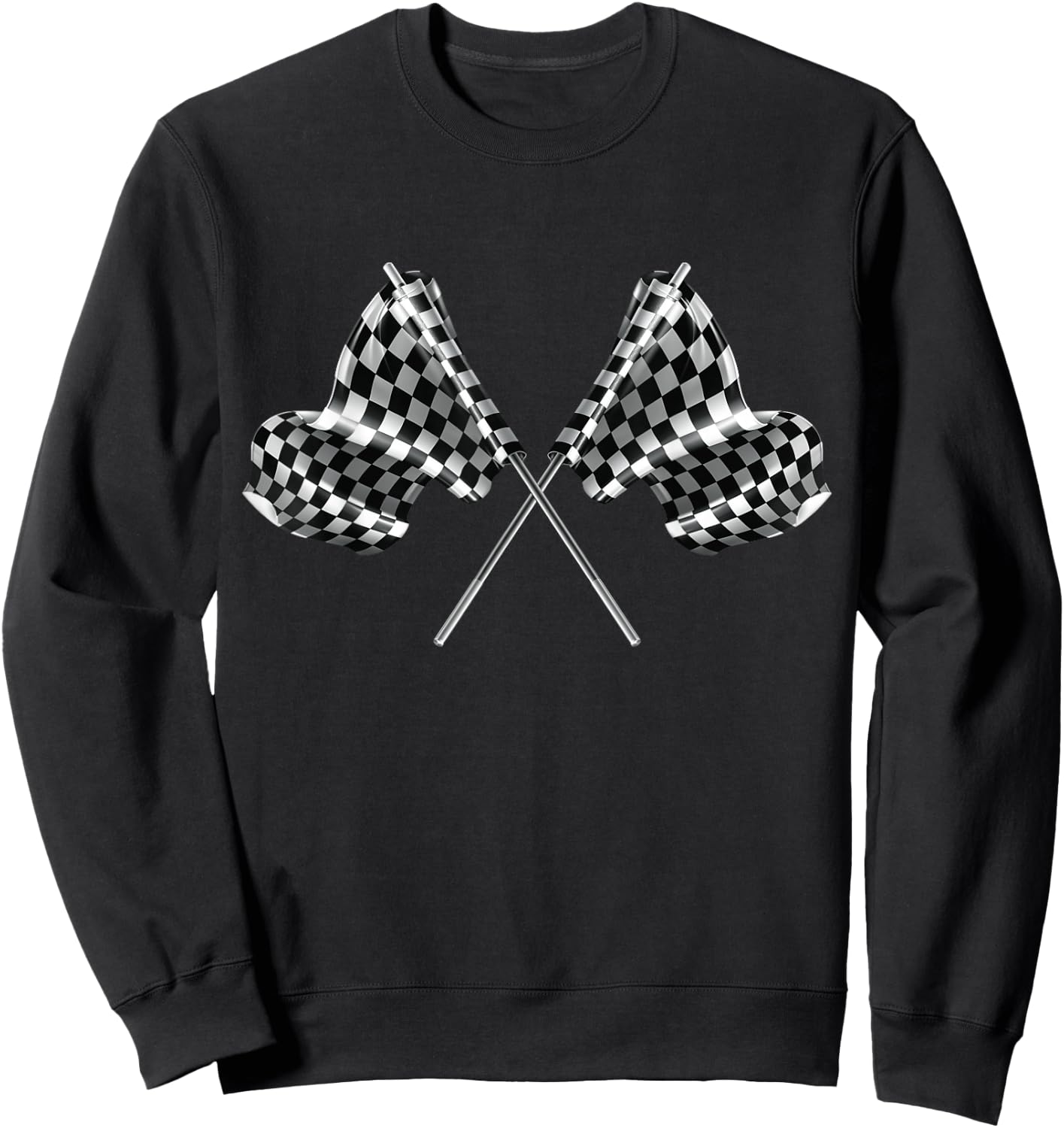 Racing Car Checkered Finish Line Flag Automobile Motor Race Sweatshirt - Sweatshirt | Black