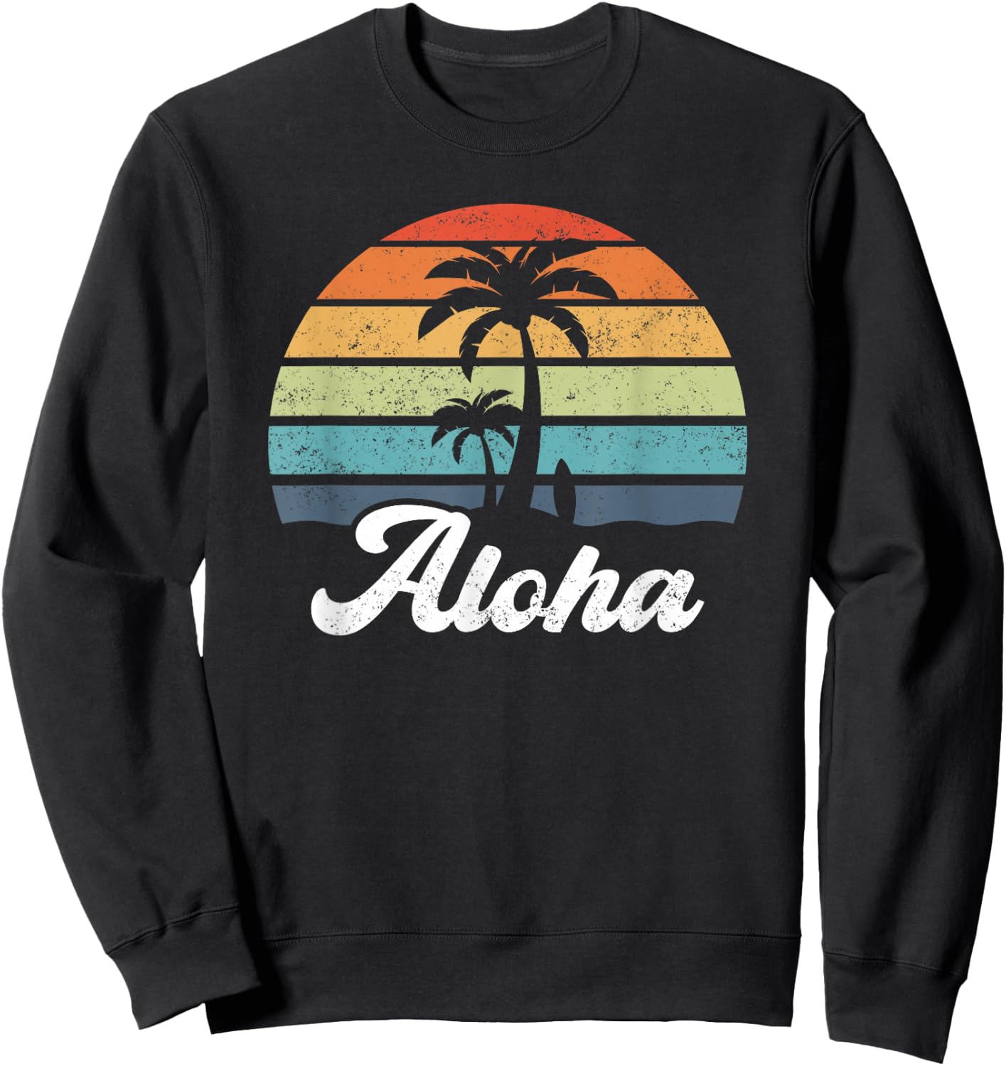 Aloha Hawaii Hawaiian Island Shirt Palm Beach Surfboard Surf Sweatshirt - Sweatshirt | Black