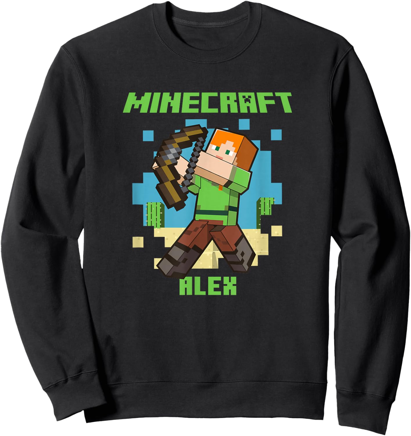 Minecraft Alex With Bow Taking Aim Sweatshirt - Sweatshirt | Black