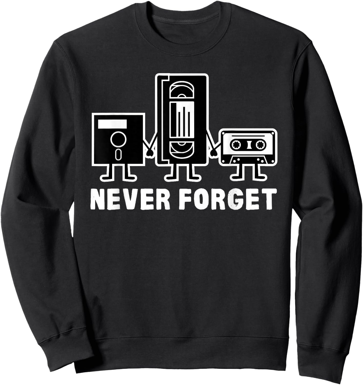 Retro Vintage Never Forget Cassette Tape Small Sweatshirt - Sweatshirt | Black