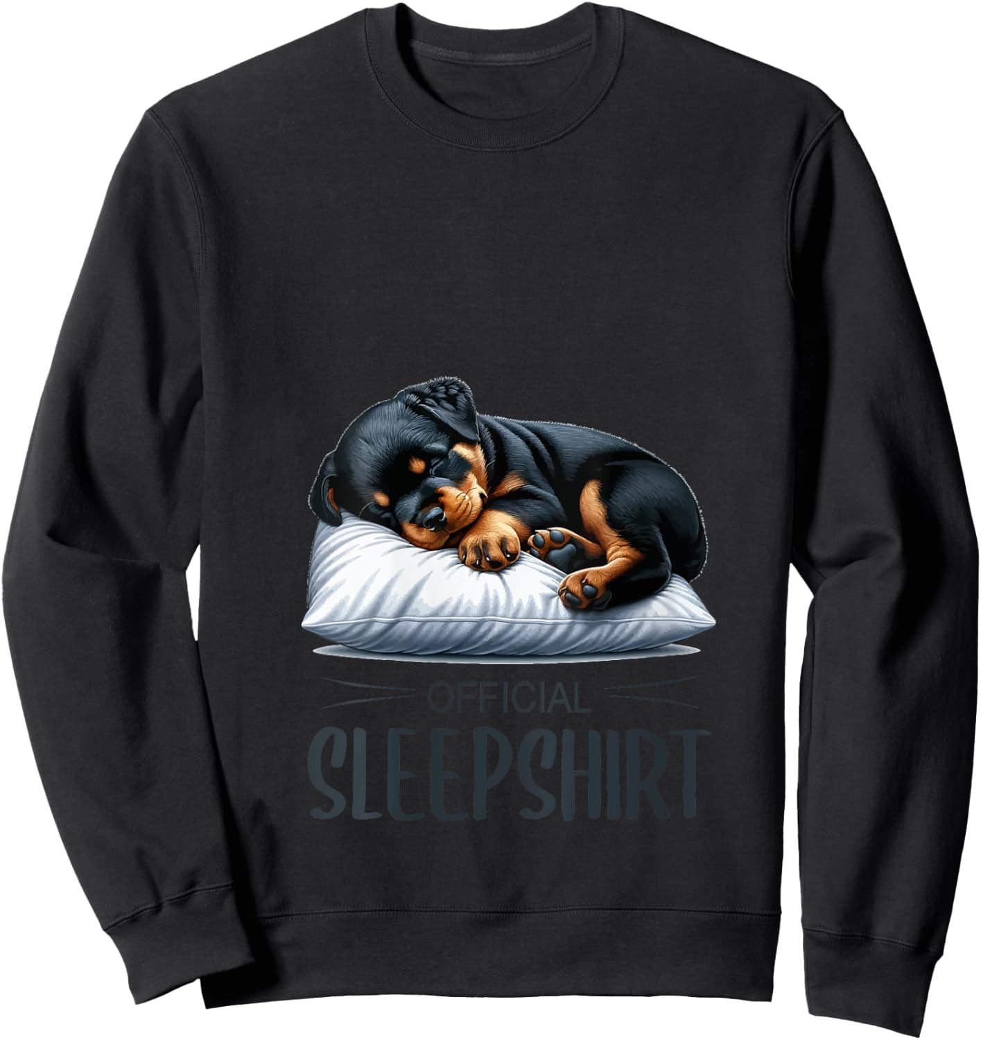 Pajamas Official sleep shirt cute dog Rottweiler V-Neck Sweatshirt - Sweatshirt | Black