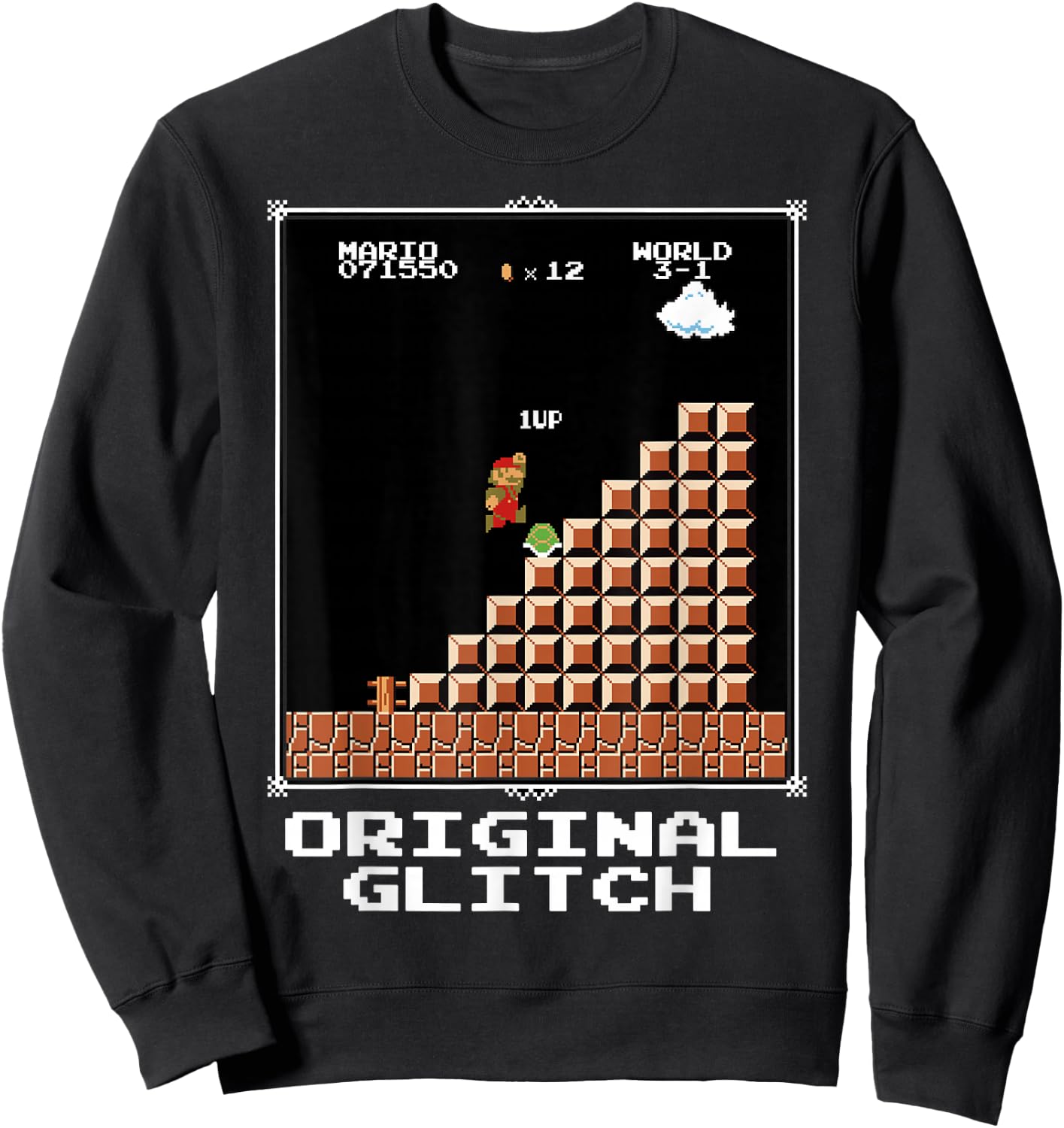 Super Mario Original Glitch Poster Sweatshirt - Sweatshirt | Black