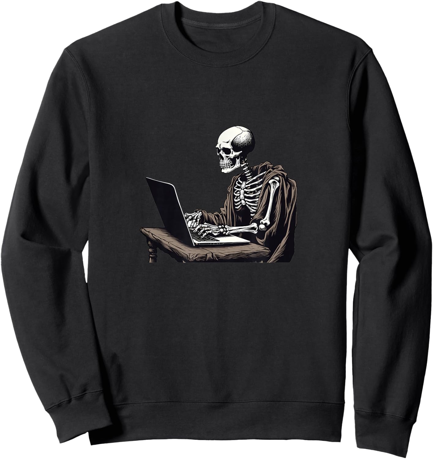 Web Developer Coding Skeleton In Front of Laptop Halloween Sweatshirt - Sweatshirt | Black