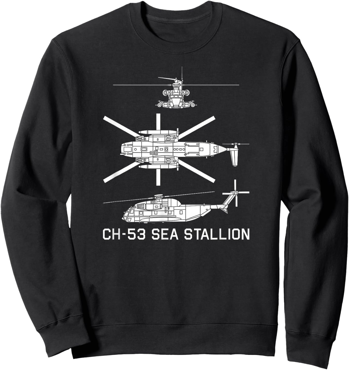 CH-53 Sea Stallion Military Helicopter Silhouette Gift Sweatshirt - Sweatshirt | Black