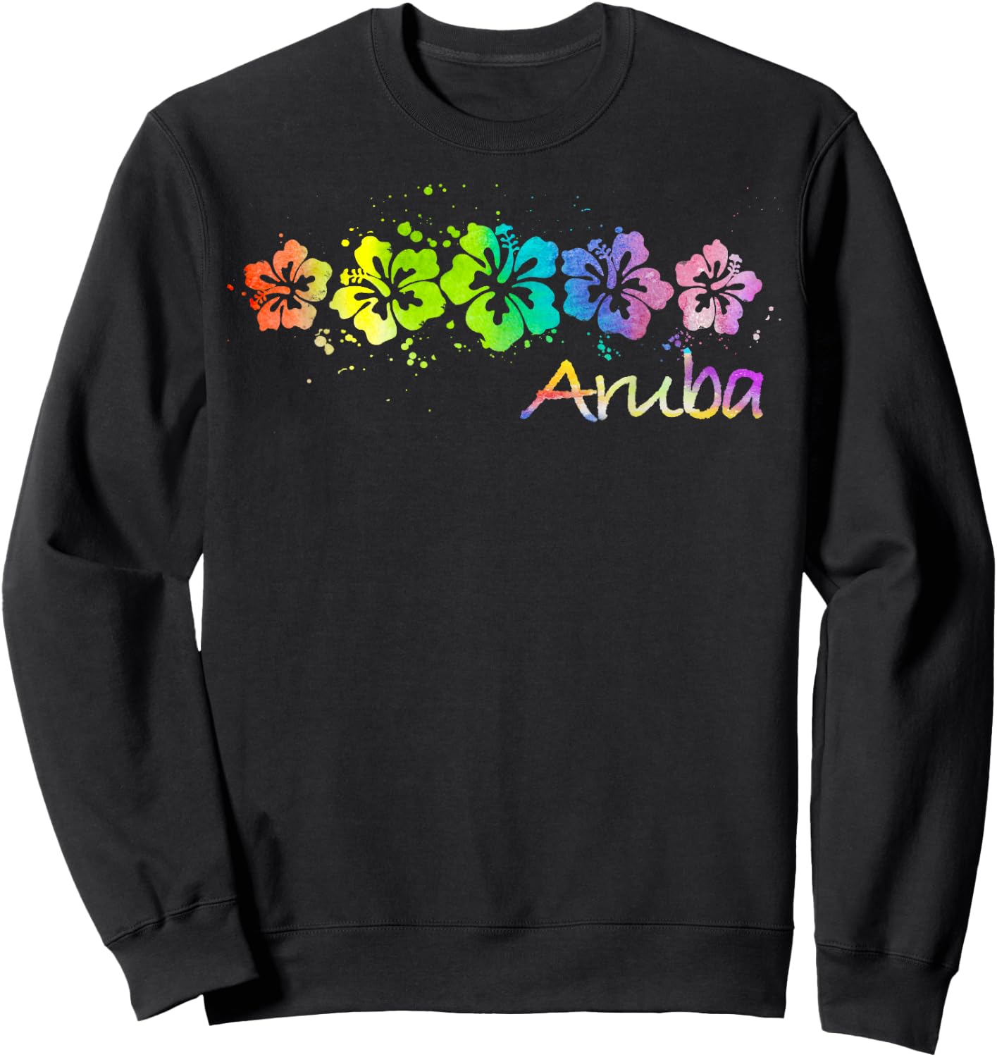 Aruba Watercolor Beach & Surf Sweatshirt - Sweatshirt | Black