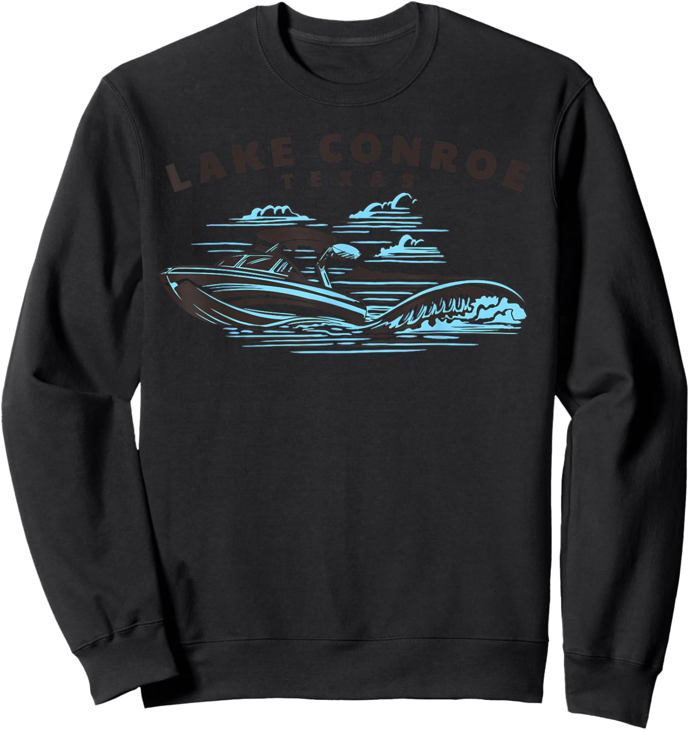 Lake Conroe, Texas Wakeboarding Wakesurfing Sweatshirt - Sweatshirt | Black
