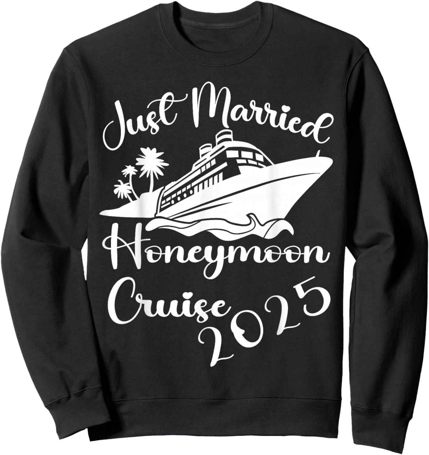 Just Married 2025 Wedding Rings Matching Couple Newlyweds Sweatshirt - Sweatshirt | Black