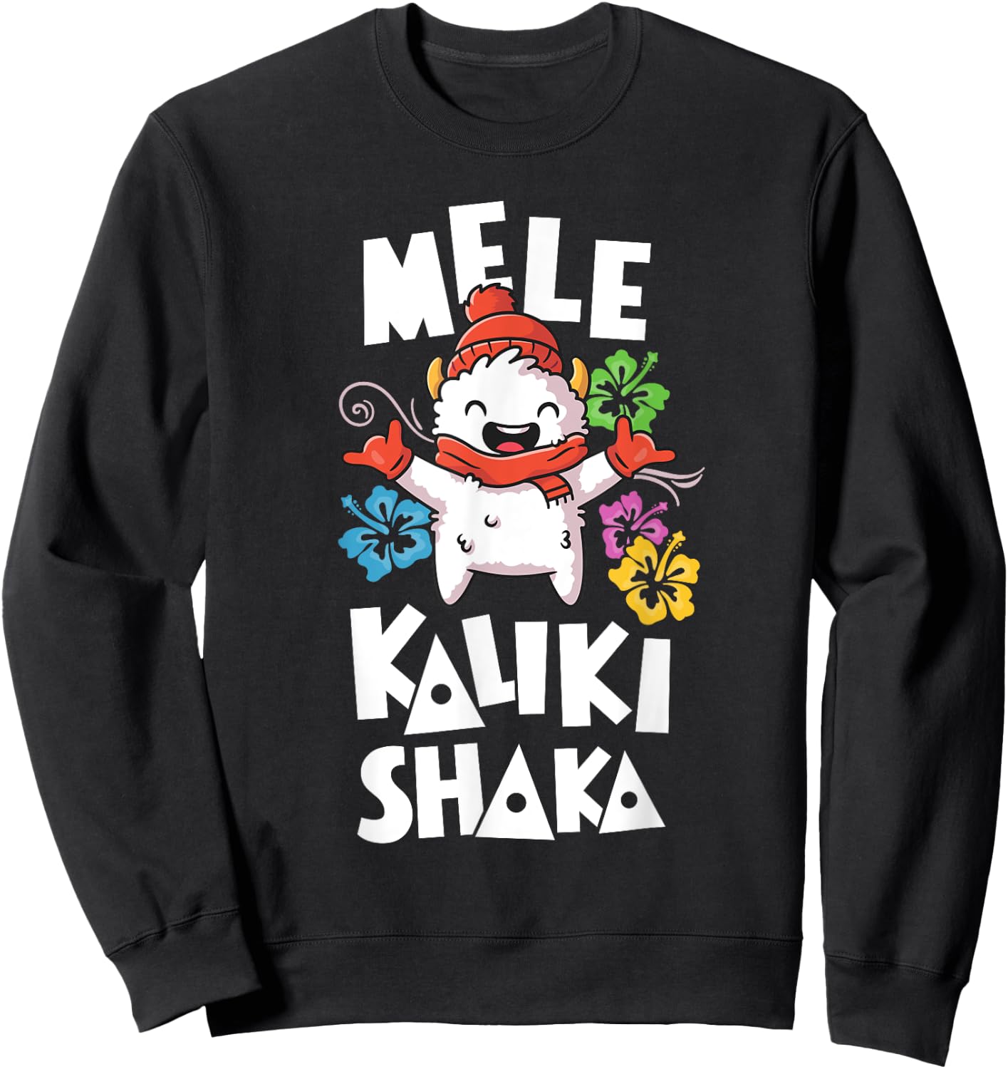 Shaka Women's Mele Kalikimaka Christmas Xmas Hawaiian Shirt Sweatshirt - Sweatshirt | Black
