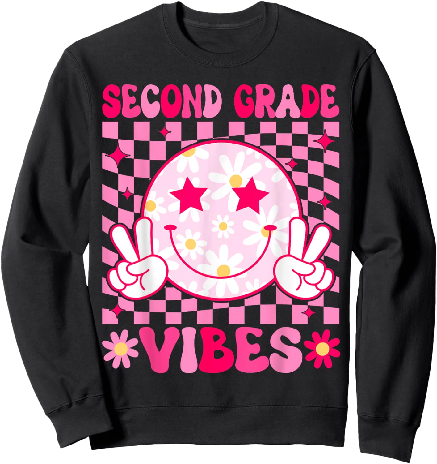 Second Grade Vibes Back To School 2nd Grade Teacher Students Women Kids Sweatshirt - Sweatshirt | Black