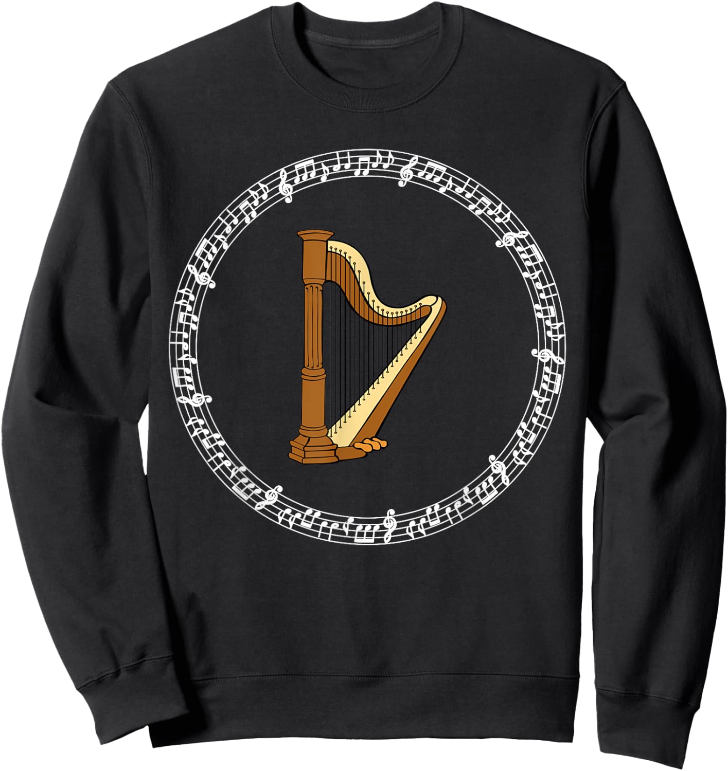 Classic Music Irish Harp Player Musical Notes Ireland Gift Sweatshirt - Sweatshirt | Black
