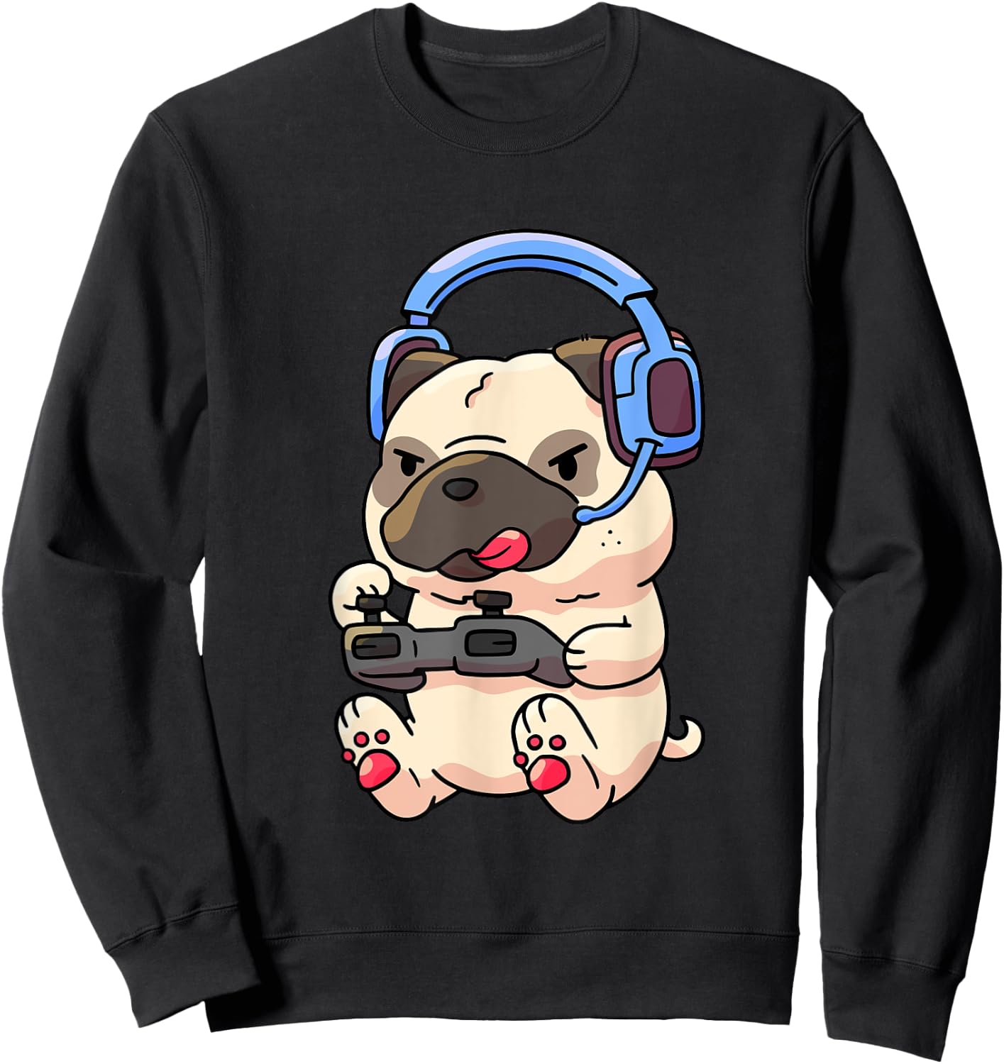 Gamer Pug Gaming Pugs Video Game Gift Small Sweatshirt - Sweatshirt | Black