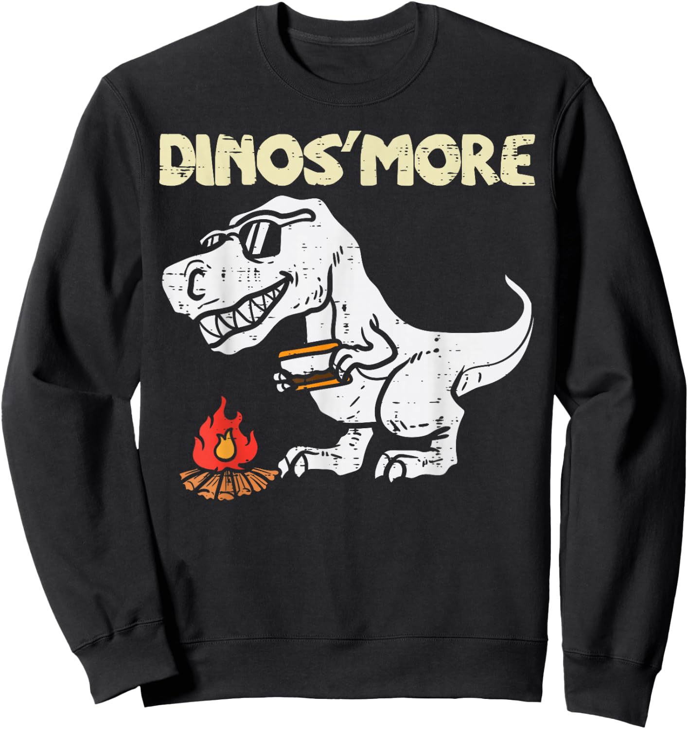 Dino smore Funny Camping Trex Dinosaur Camper Kids Boys Sweatshirt - Sweatshirt | Black